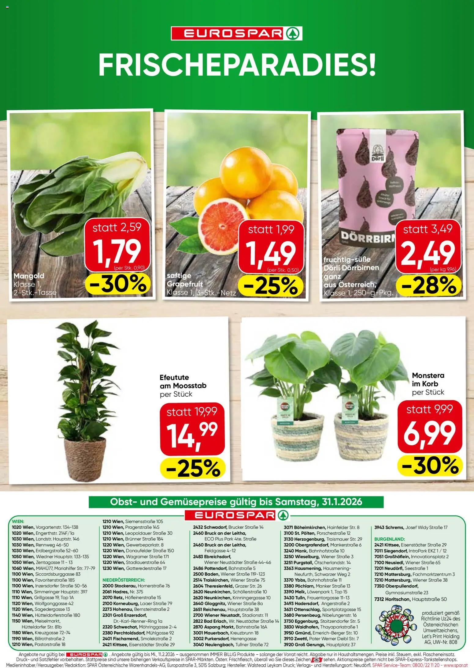 Eurospar Flugblatt - Wien gültig ab 29.01.2026 | Seite: 16 | Produkte: Grapefruit, Obst, Bad, Korb