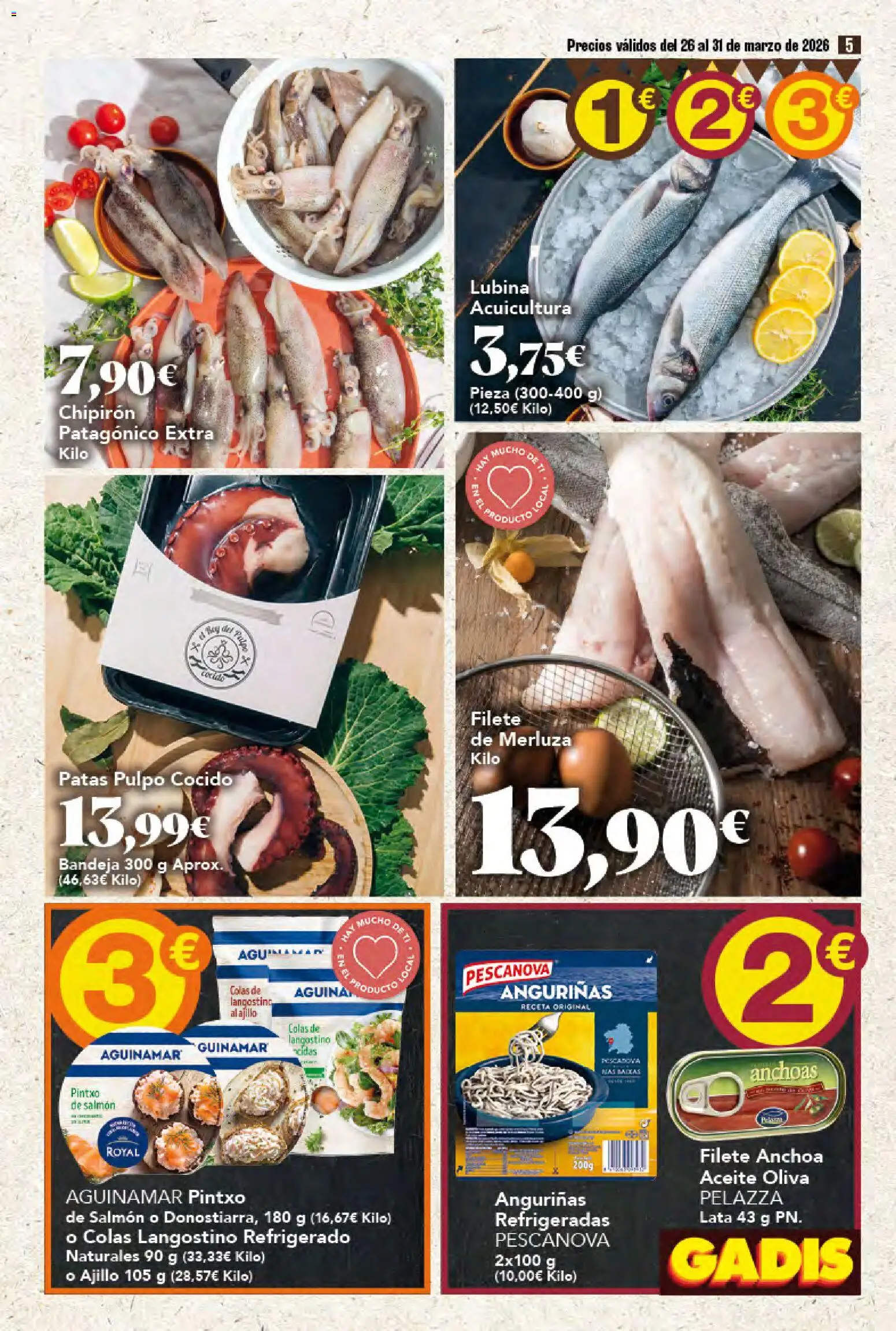 Gadis folleto │ válido desde el 26.03.2026 | Página: 5 | Productos: Aceite, Filete, Anchoa, Langostino