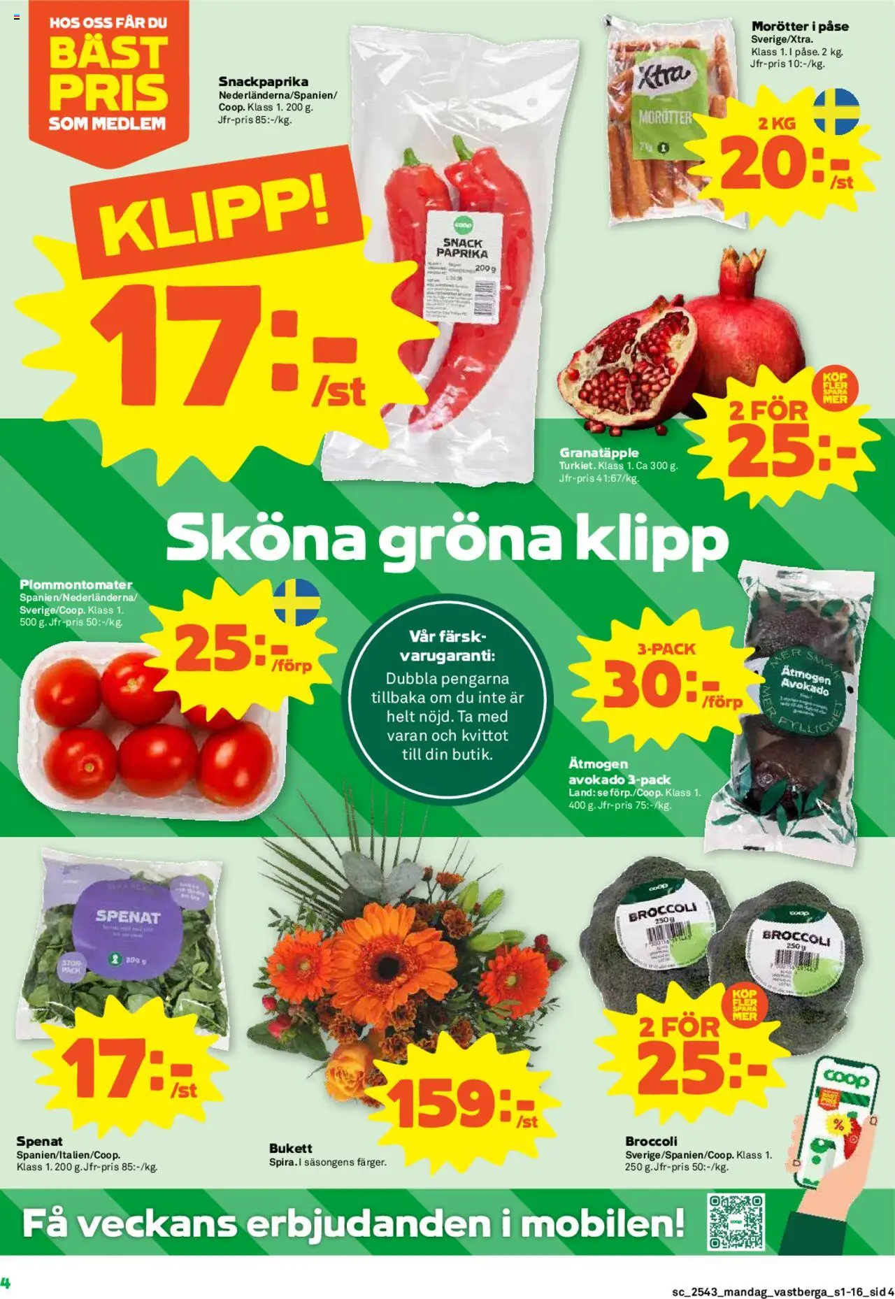 Coop Forum reklamblad aktuell från 20.10.2025 | Sida: 4 | Produkter: Spenat, Broccoli
