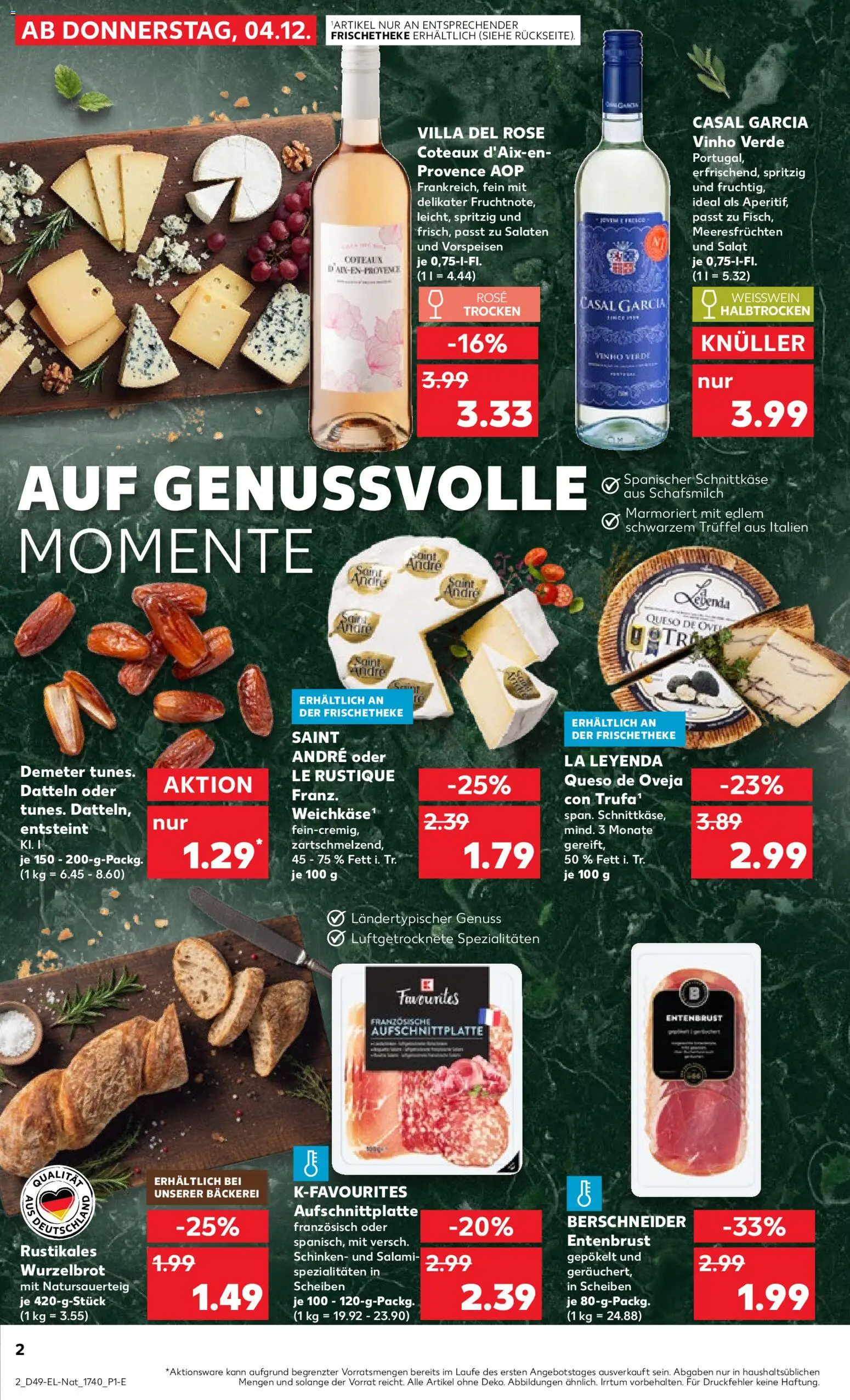 Kaufland prospekt Potsdam	 – gültig ab 04.12.2025 | Seite: 2 | Produkte: Weißwein, Salami, Schinken, Salat
