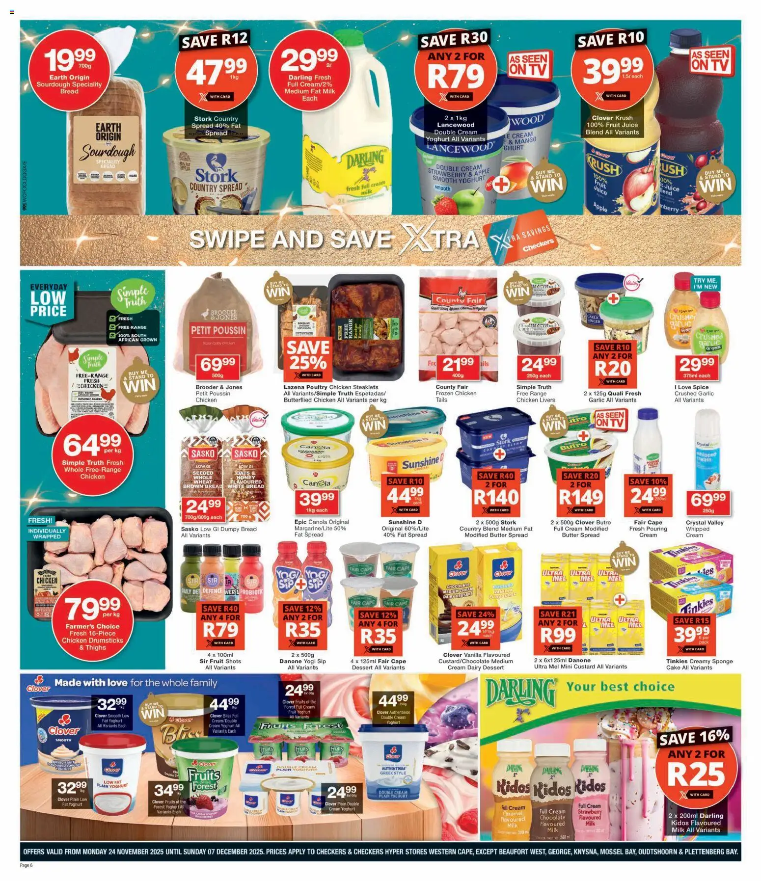 New Checkers catalogue – valid from 24.11.2025 | Page: 6 | Products: Cake, Butter, Chocolate, Chicken