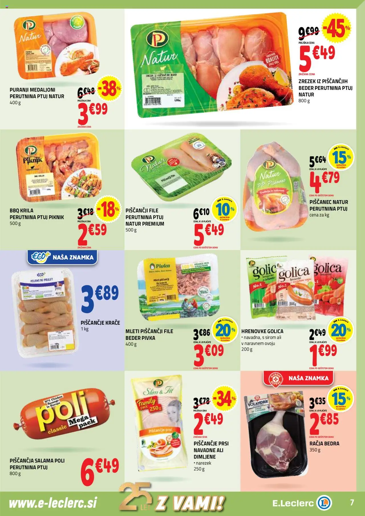 Novi E.leclerc katalog ponudbe – veljaven od 08.10.2025 | Stran: 7 | Izdelki: Hrenovke, Narezek, Salama