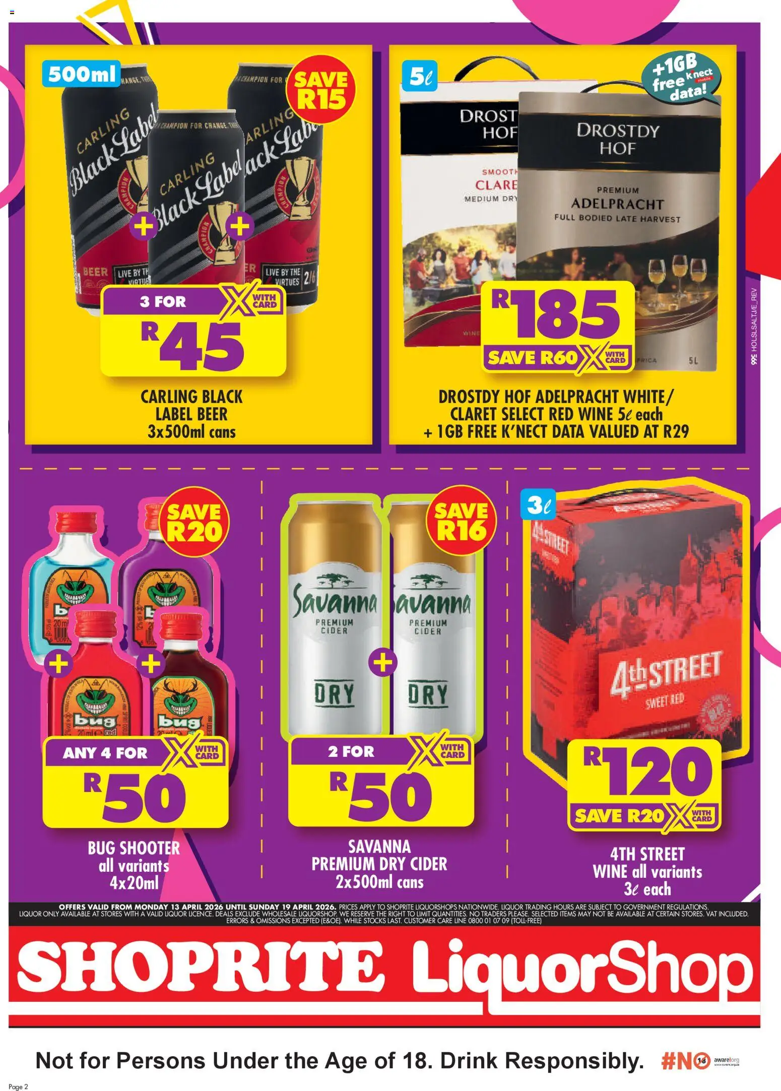 New Shoprite catalogue – valid from 13.04.2026 | Page: 2 | Products: Data, Cider, Wine, Beer