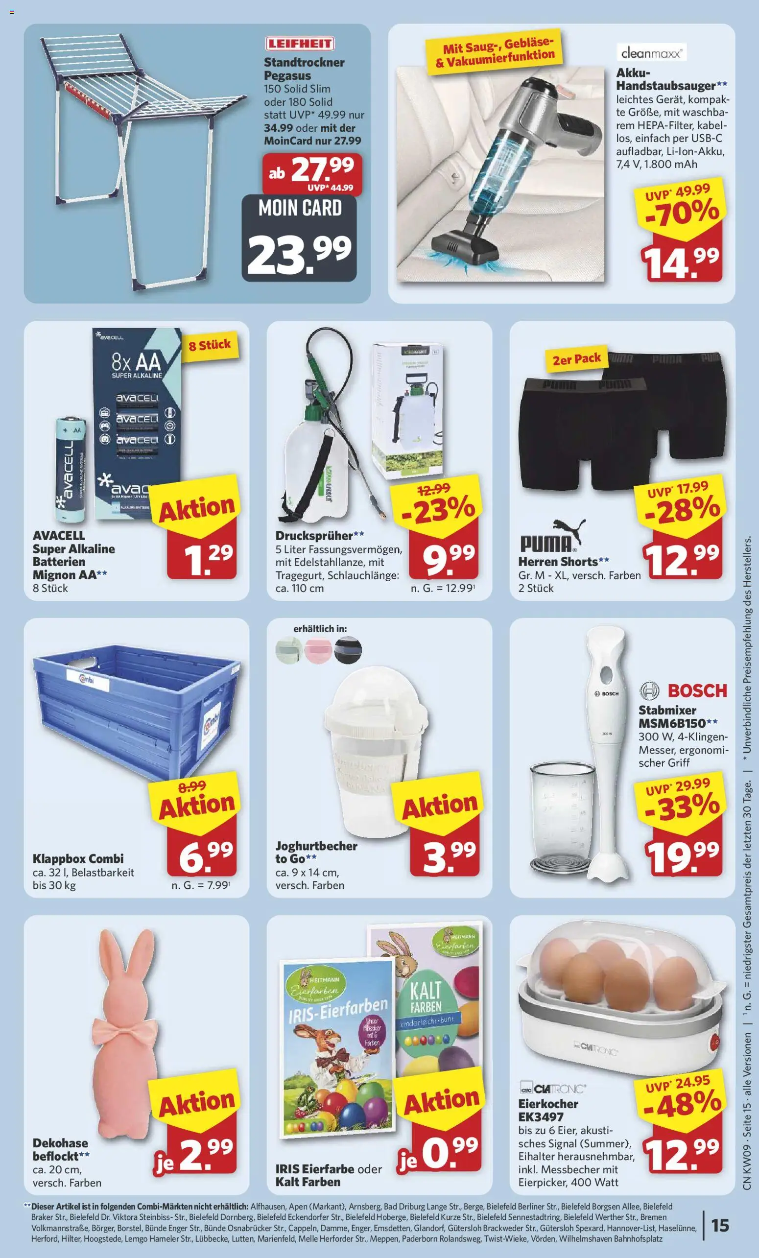 Combi Prospekt 	 – gültig ab 22.02.2026 | Seite: 15 | Produkte: Kabel, Bosch, Eierkocher, Stabmixer