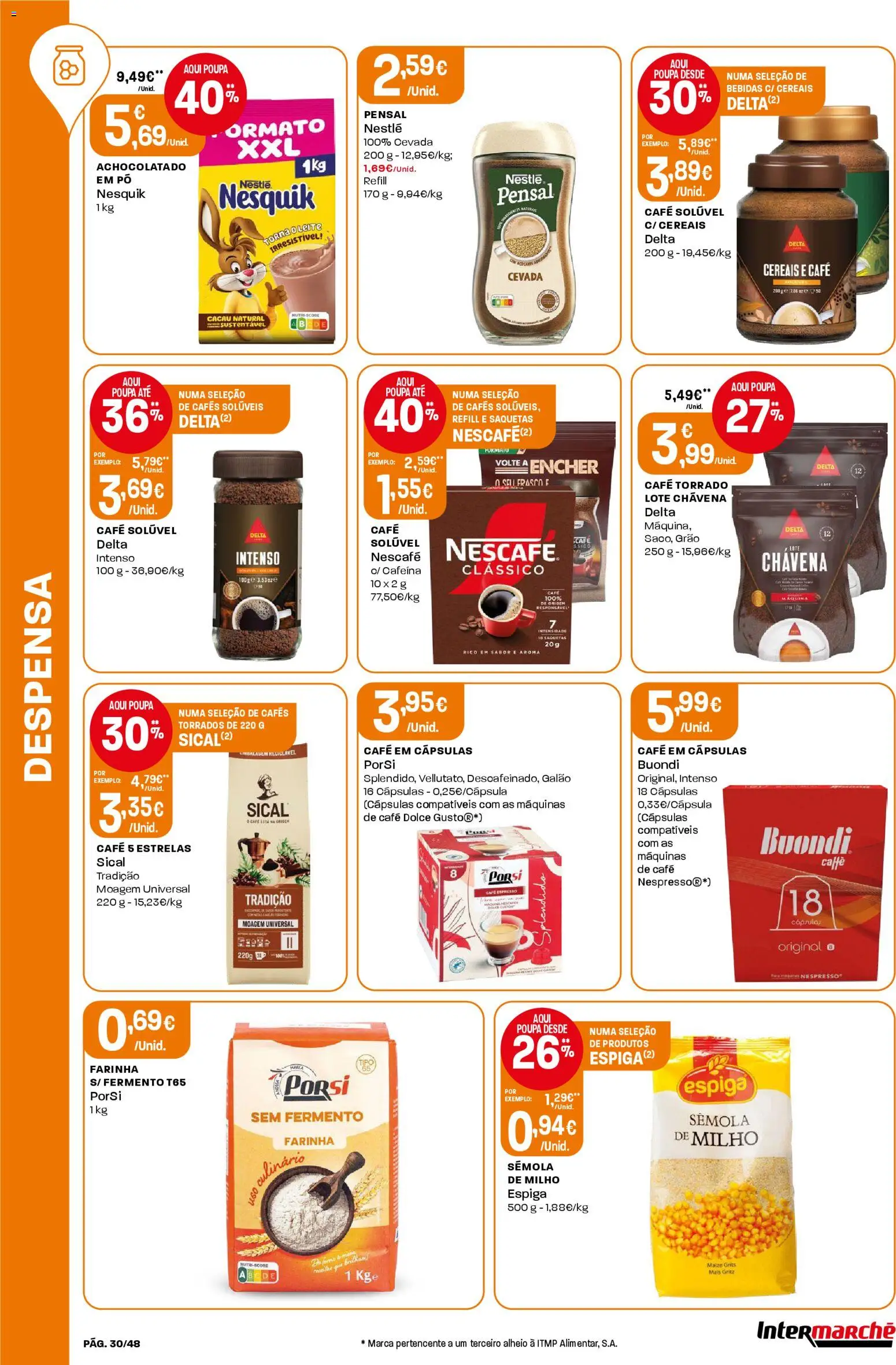 Intermarché folheto │ válido de 06.11.2025 | Página: 30 | Produtos: Pó, Cápsulas café, Nestlé, Milho