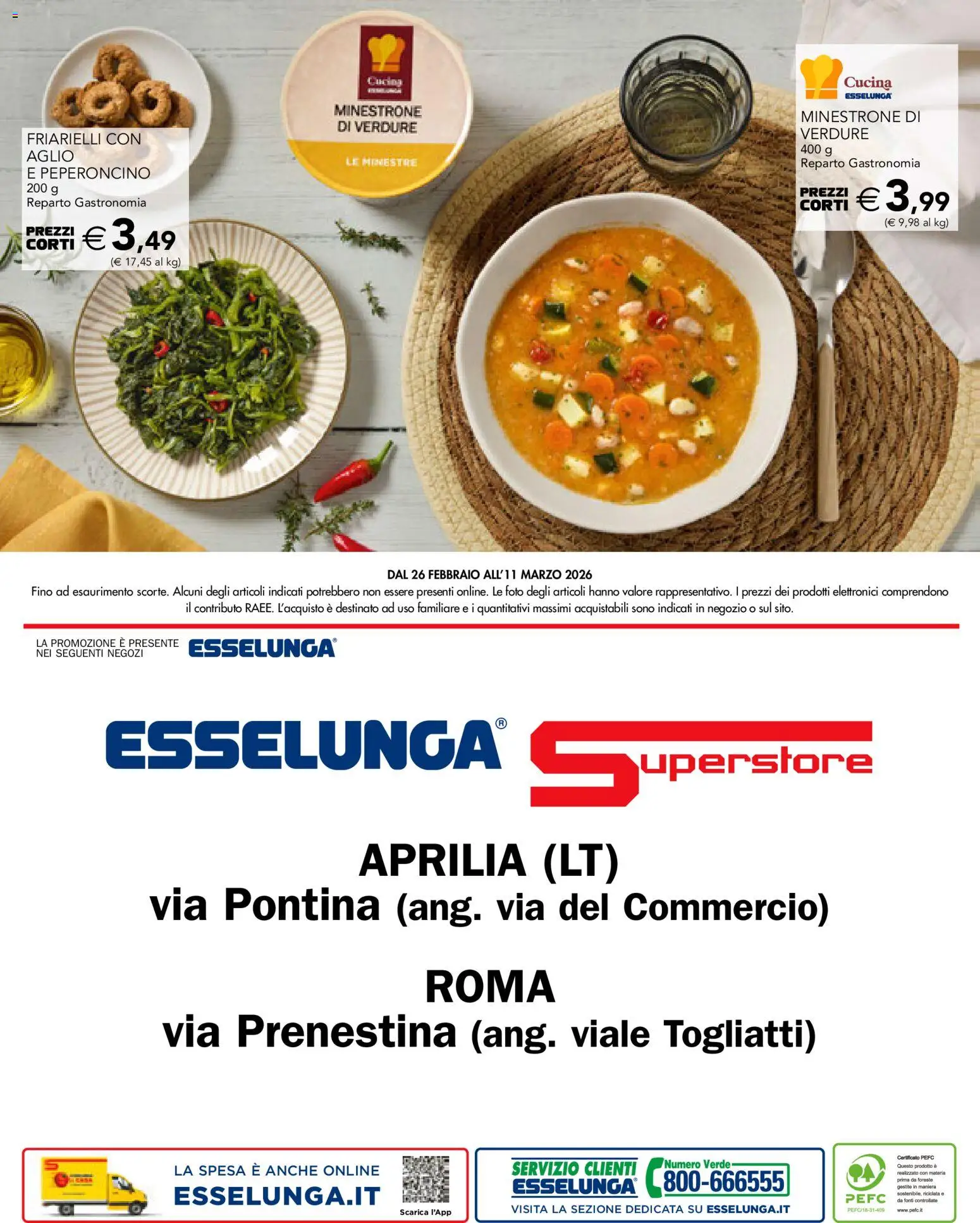 Volantino Esselunga S del 26.02.2026 | Pagina: 32 | Prodotti: Minestrone, Verdure, Aglio, Friarielli