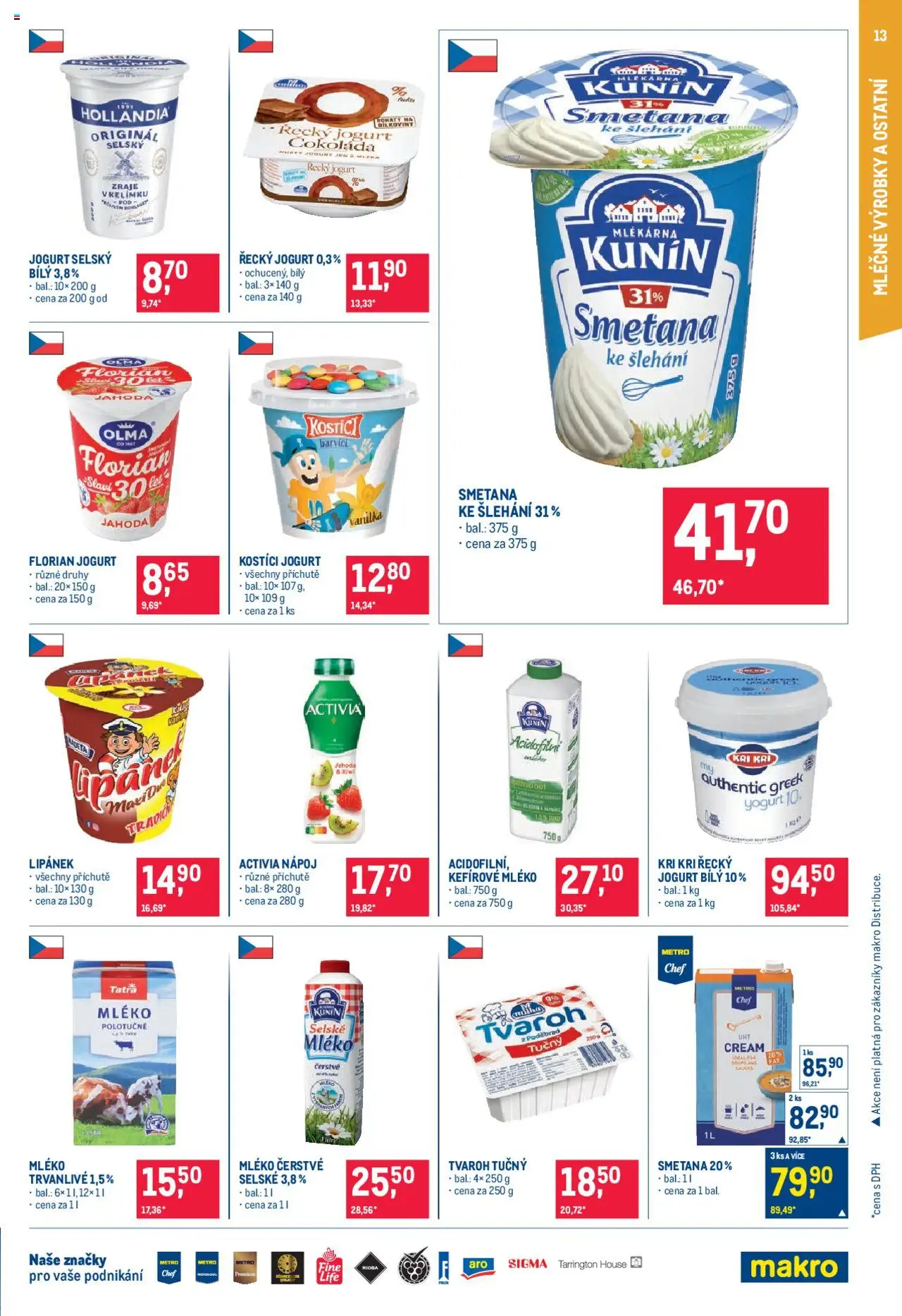 Makro leták - Pro milovníky jídla od 18.06.2025 | Strana: 13 | Produkty: Řecký jogurt, Mléko, Tvaroh, Hollandia