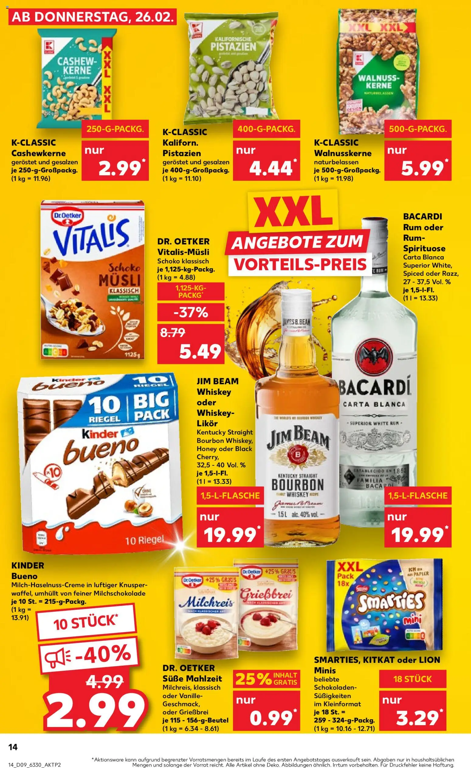 Kaufland prospekt Hamburg	 – gültig ab 26.02.2026 | Seite: 14 | Produkte: Bacardi, Jim beam, Likör, Smarties