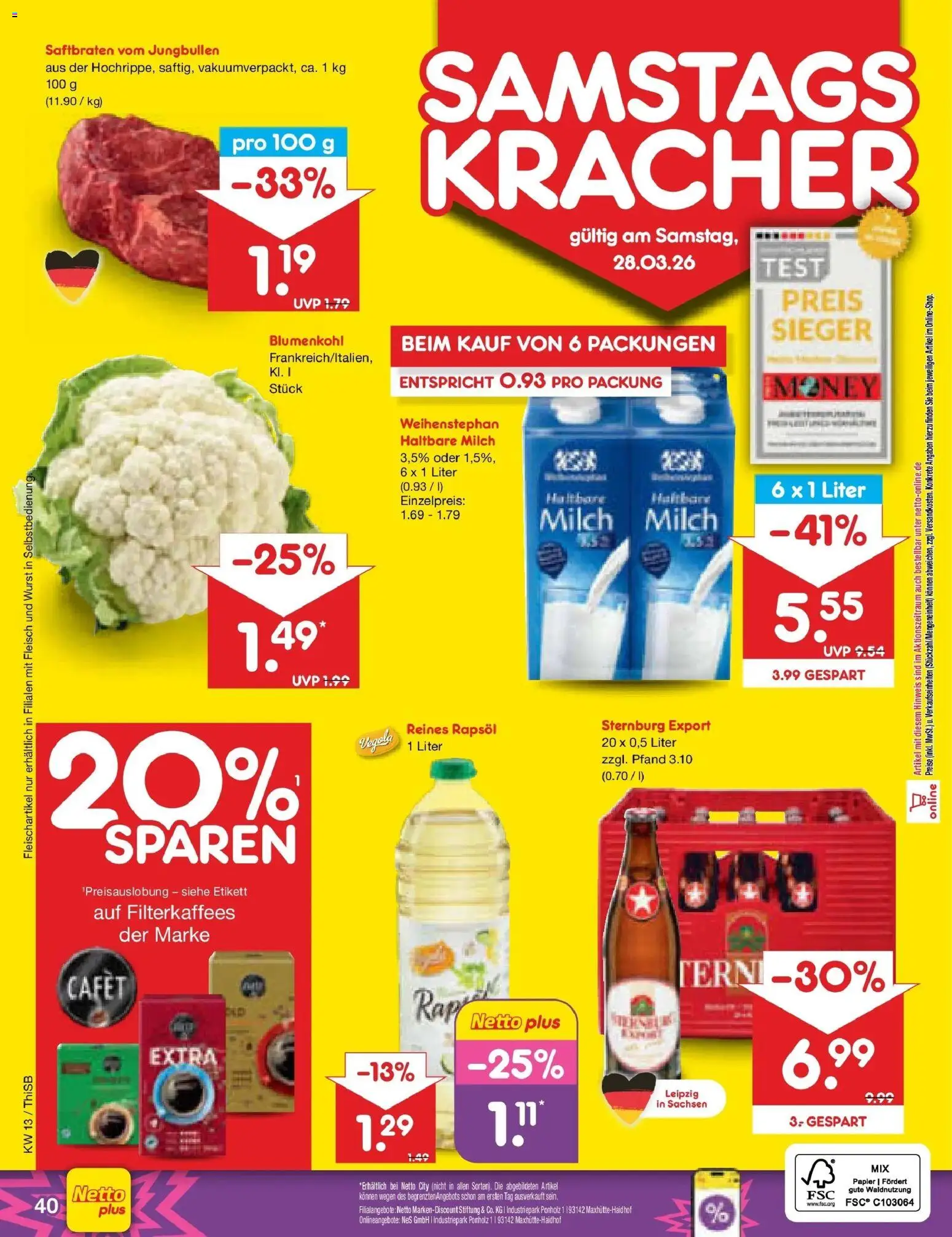 Netto Marken-Discount Prospekt Pirna	 – gültig ab 23.03.2026 | Seite: 56 | Produkte: Milch, Haltbare milch, Wurst, Fleisch