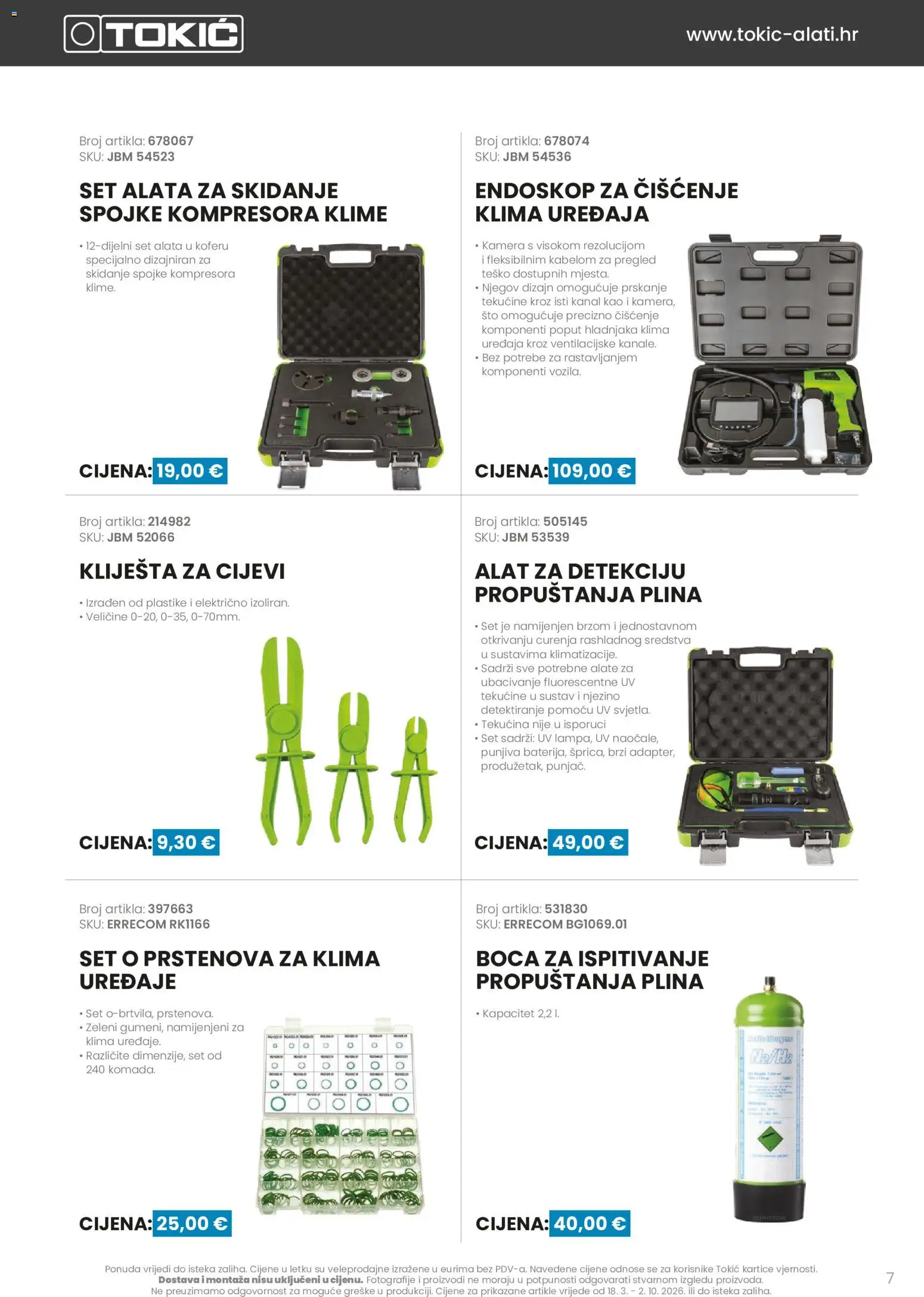 Tokić katalog | vrijedi od 18.03.2026 | Stranica: 7 | Proizvodi: Klima, Alat, Cijevi, Kliješta
