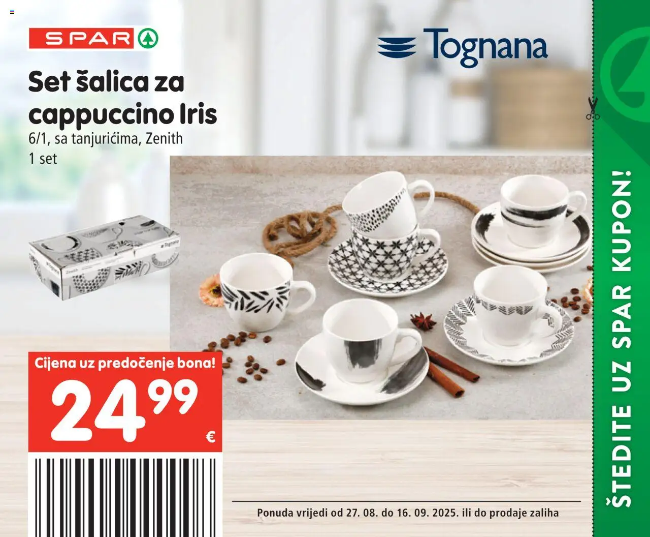 Spar katalog | vrijedi od 27.08.2025 | Stranica: 24 | Proizvodi: Tognana, Šalica, Cappuccino