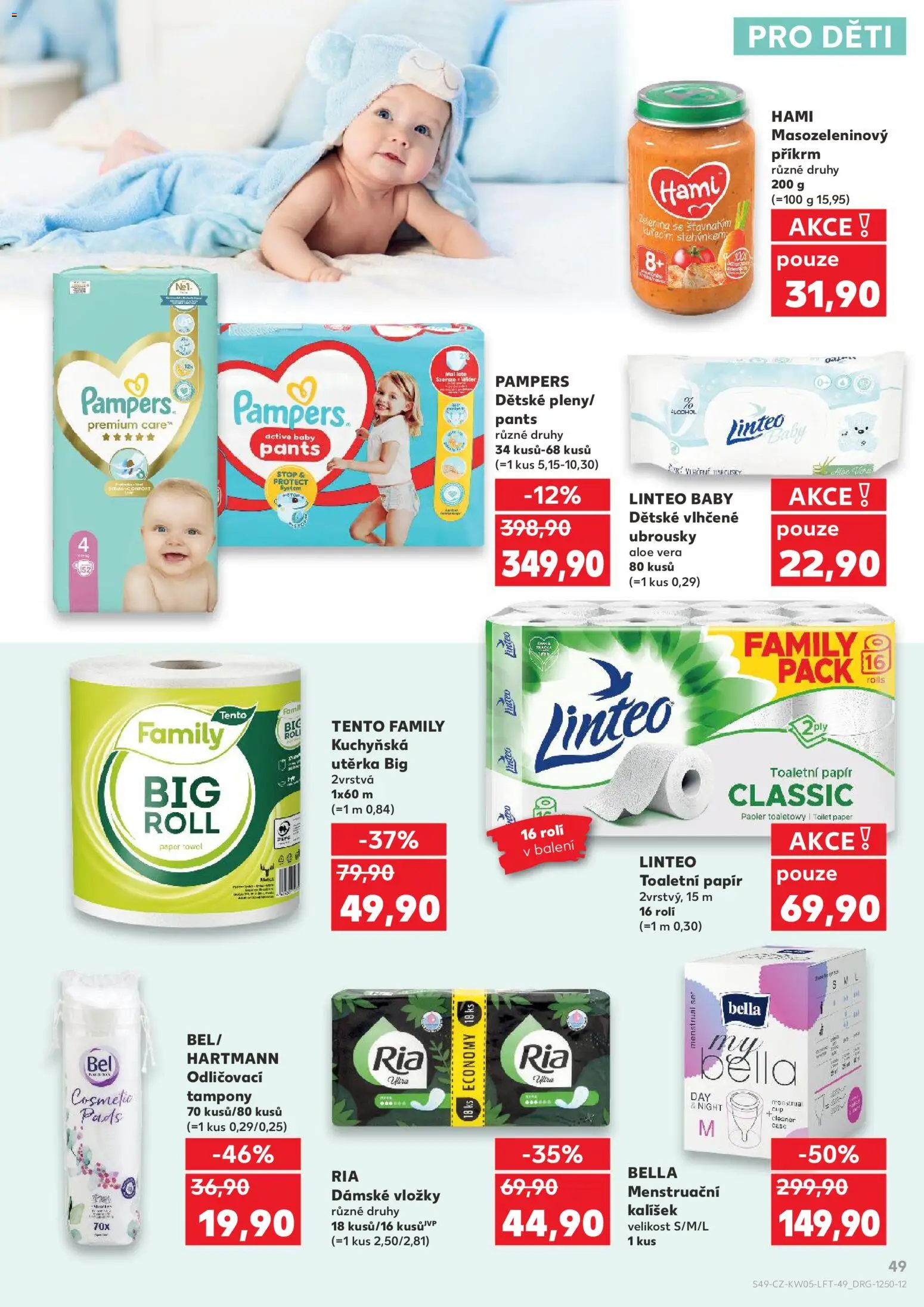 Kaufland leták - Chomutov od 28.01.2026 | Strana: 49 | Produkty: Vložky, Menstruační kalíšek, Pampers, Pants