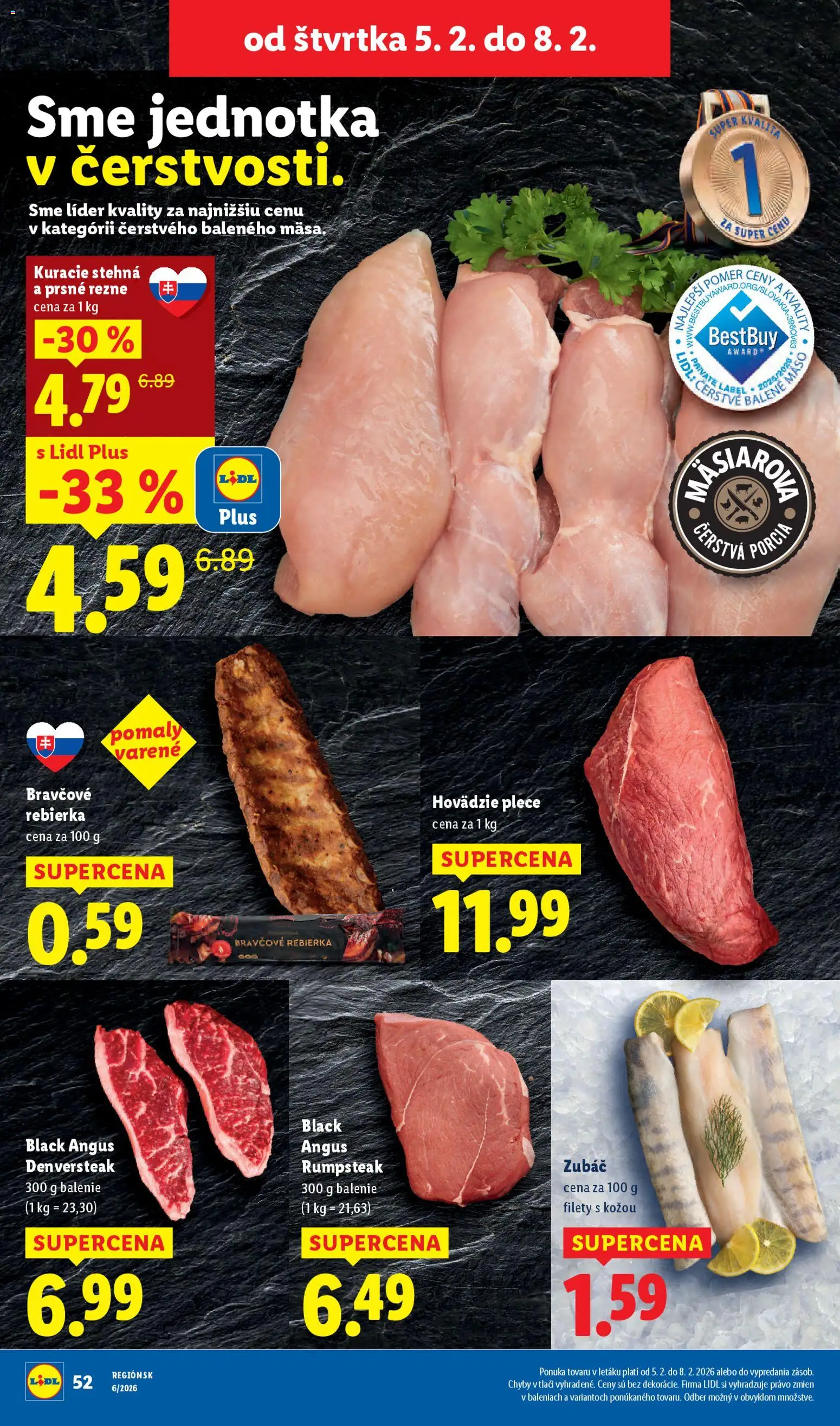 Nové Lidl akcie – leták je platný od 02.02.2026 | Strana: 54 | Produkty: Kuracie stehná, Steak