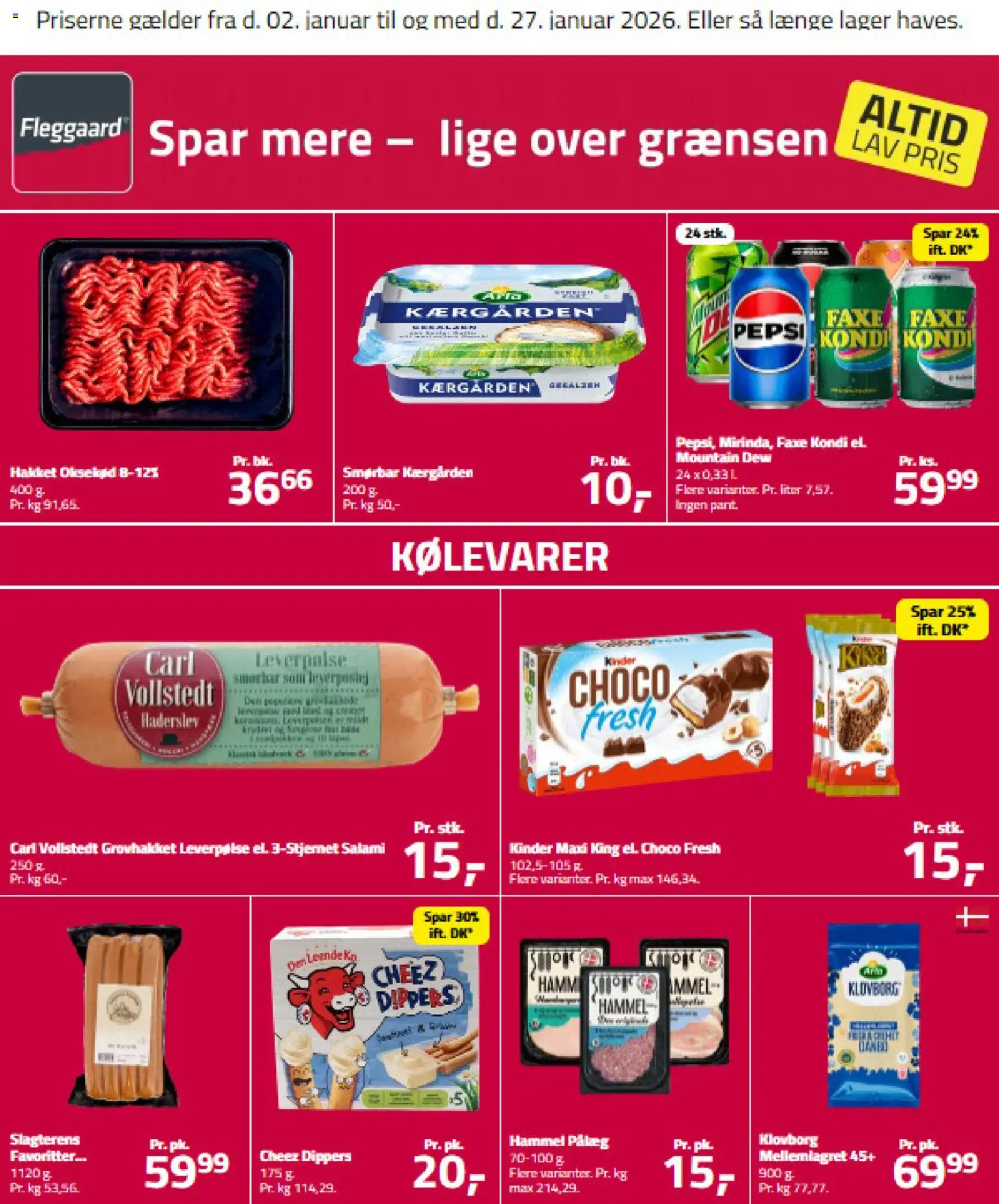 Fleggaard tilbudsavis – gyldig fra 02.01.2026 | Side: 1 | Produkter: Salami, Pålæg, Faxe Kondi, Pepsi