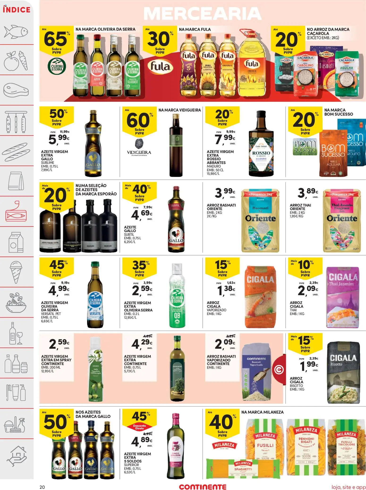 Continente folheto │ válido de 20.01.2026 | Página: 20 | Produtos: Azeite, Milaneza, Arroz basmati, Arroz