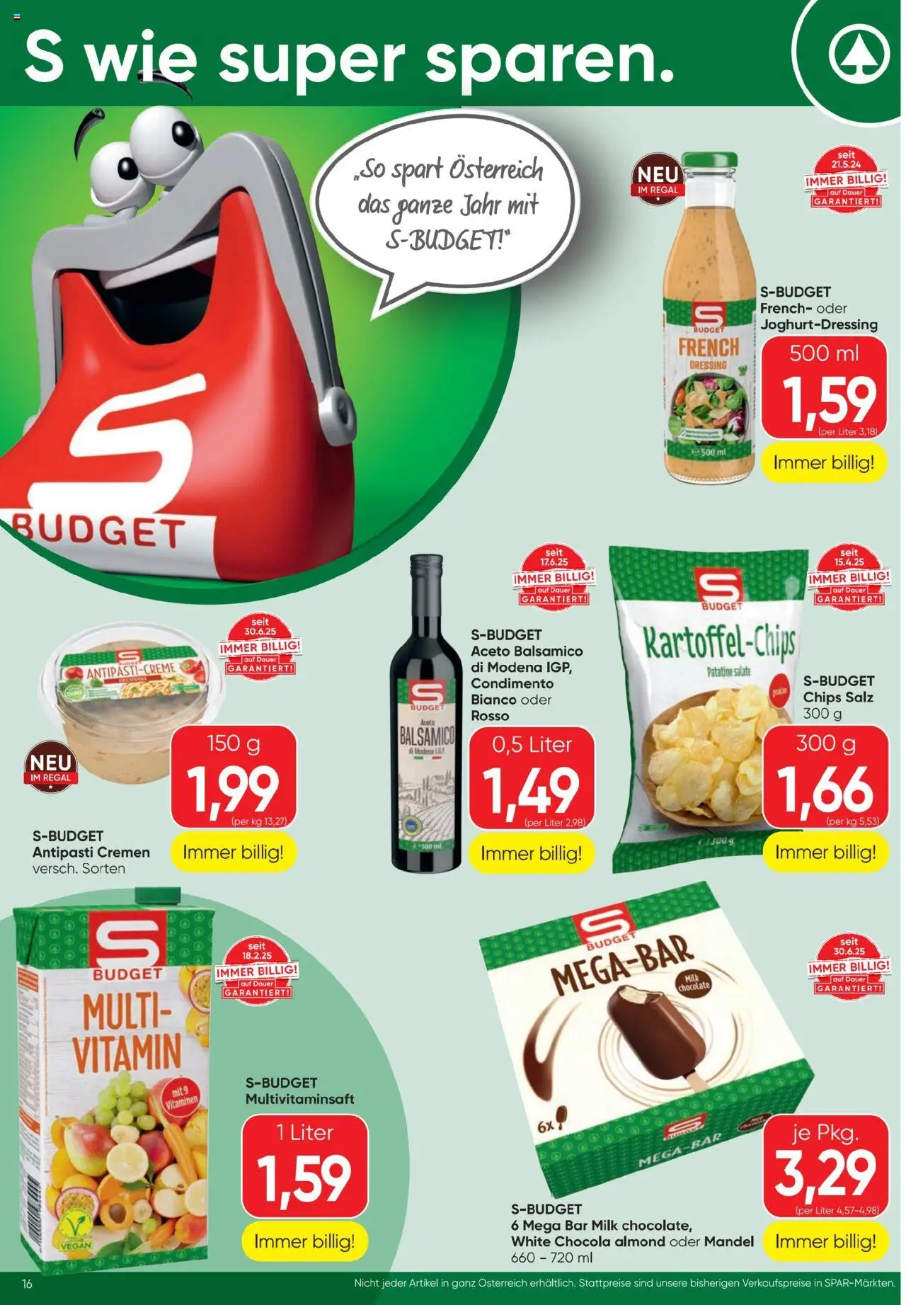 Spar Flugblatt gültig ab 14.08.2025 | Seite: 16 | Produkte: Chips, Salz, Regal