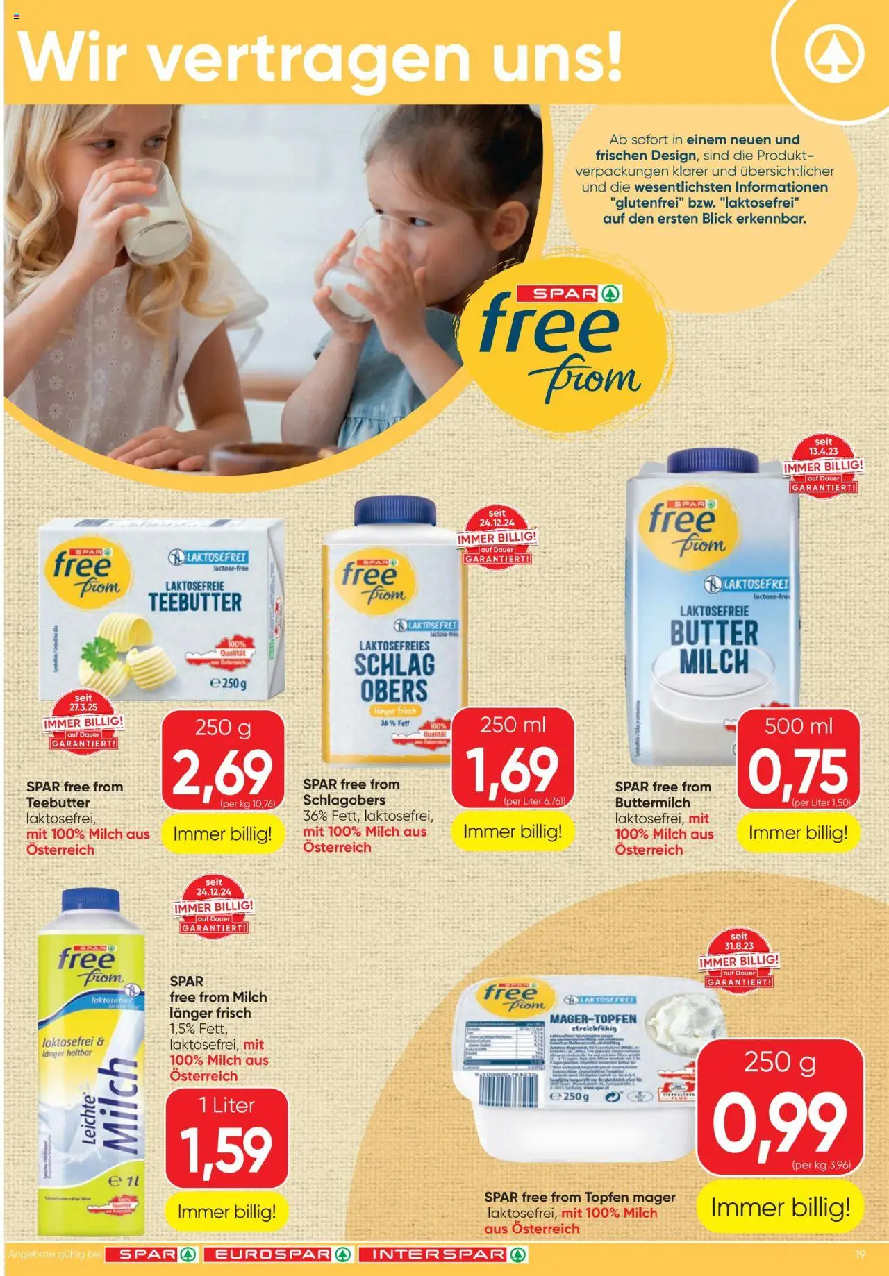 Spar Flugblatt gültig ab 03.07.2025 | Seite: 19 | Produkte: Milch, Butter