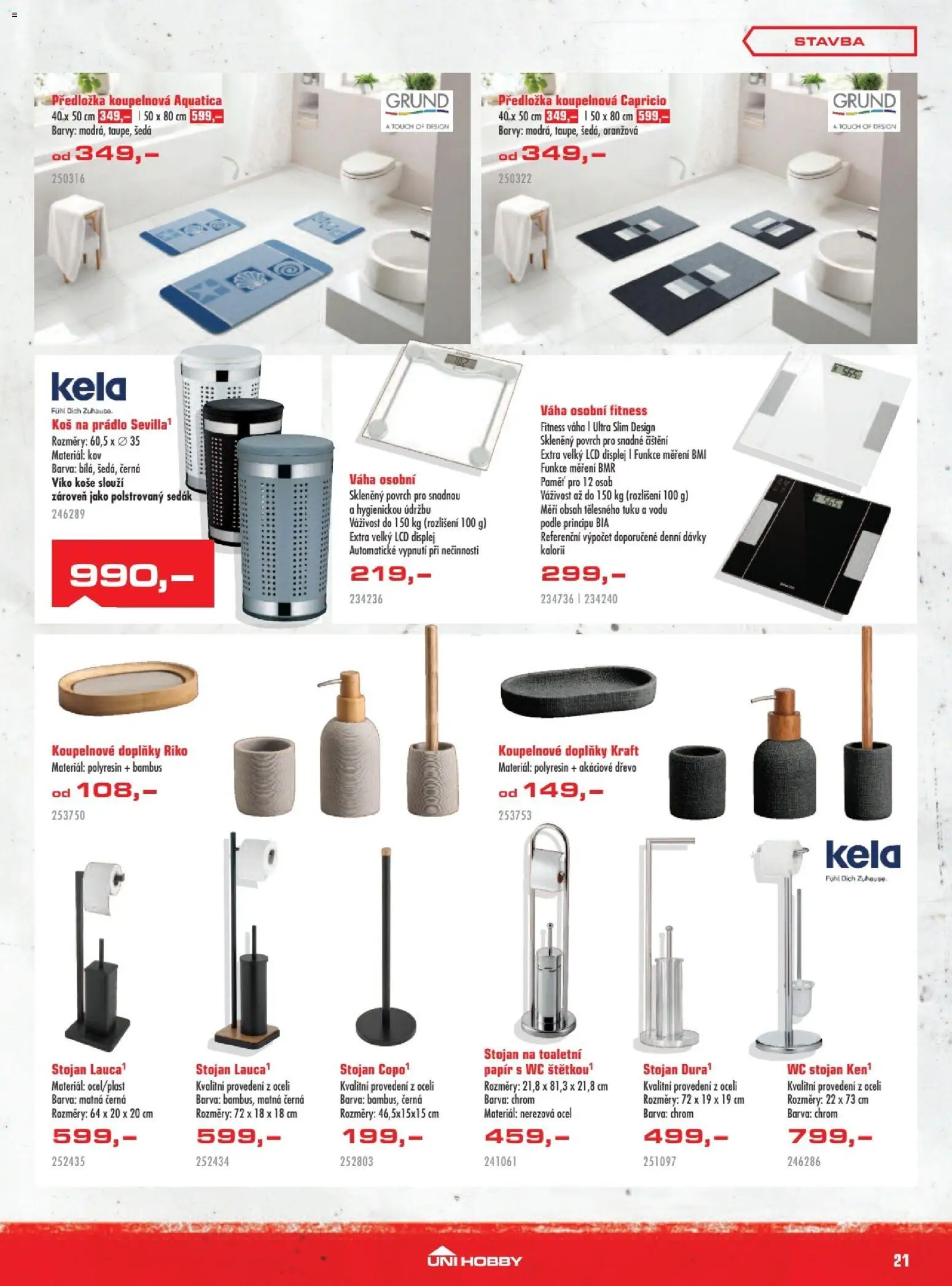 Uni Hobby leták od 27.11.2025 | Strana: 21 | Produkty: Koš na prádlo, Váha, Wc, Koš
