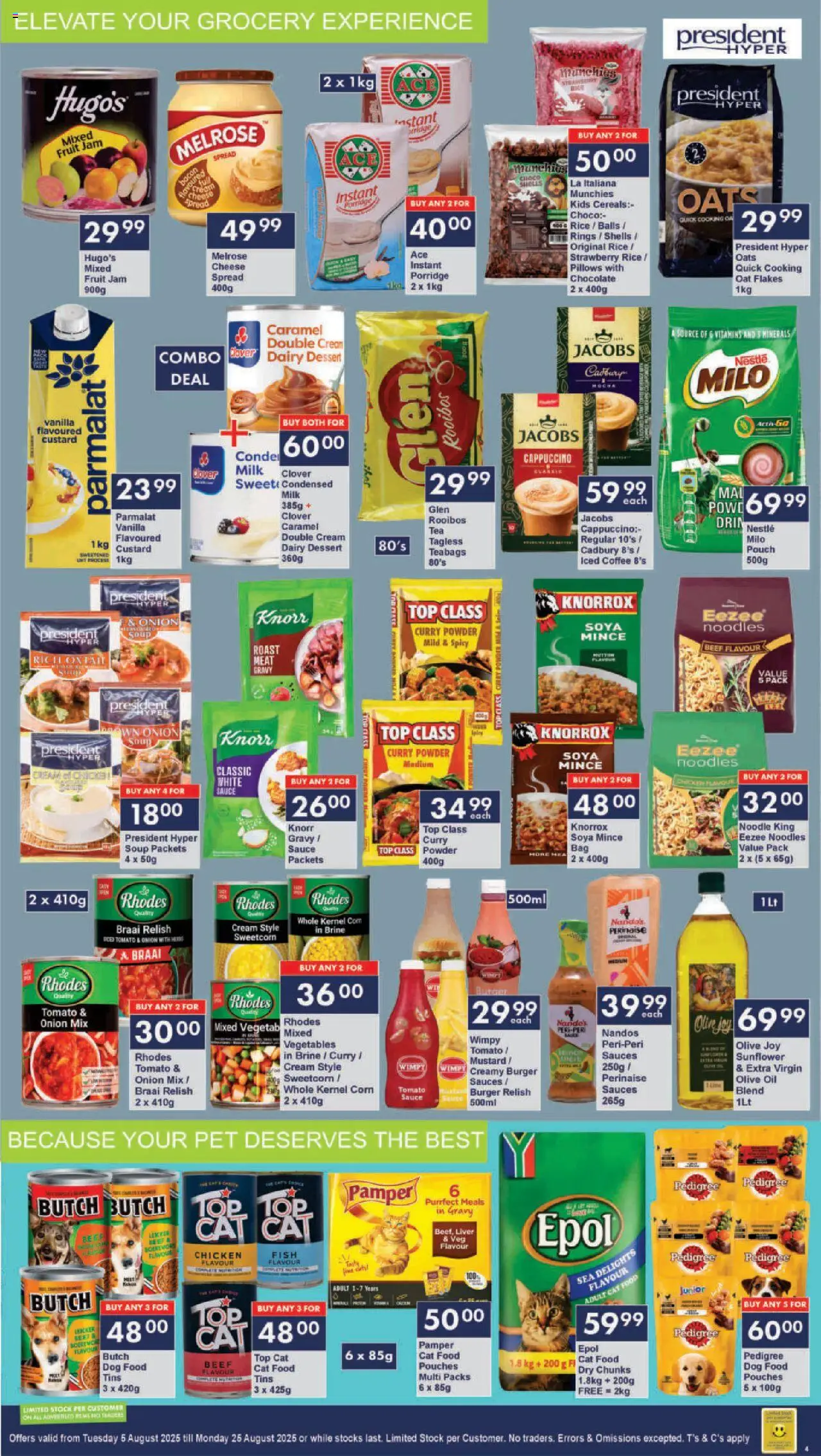 President Hyper - Birthday Sale Specials │ valid from 05.08.2025 | Page: 4 | Products: Oil, Powder, Cat food, Dog food