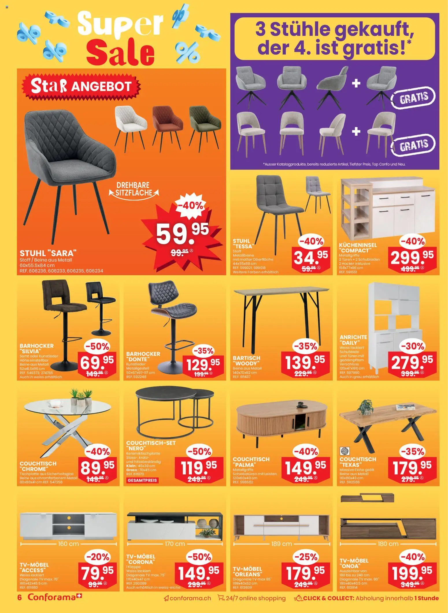 Conforama Aktionen Super Sale – gültig ab 17.12.2025 | Seite: 6 | Produkte: Hocker, Couchtisch, Top, Barhocker
