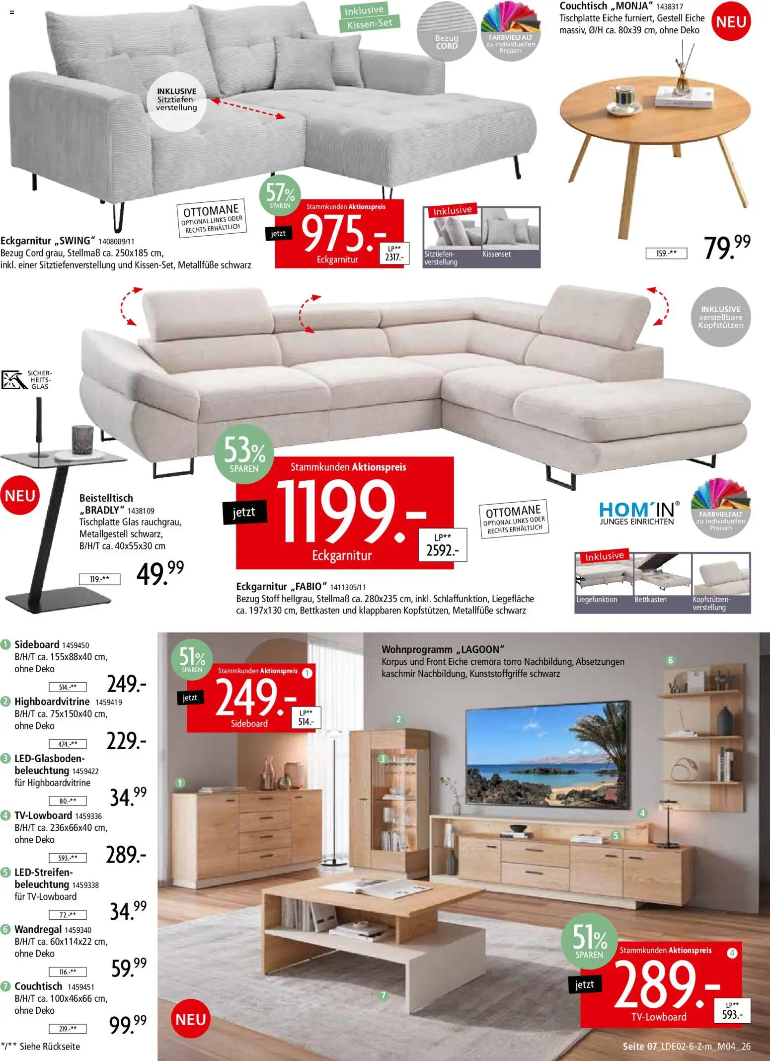 Zurbrüggen Prospekt 	 – gültig ab 22.02.2026 | Seite: 7 | Produkte: Sideboard, Beistelltisch, Wandregal, Couchtisch