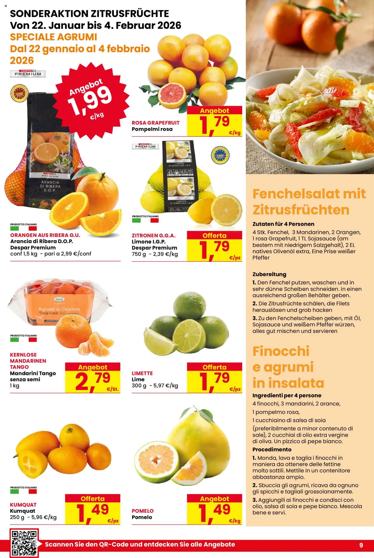 Volantino Despar del 22.01.2026 | Pagina: 9 | Prodotti: Mandarini, Insalata, Pepe, Contenitore