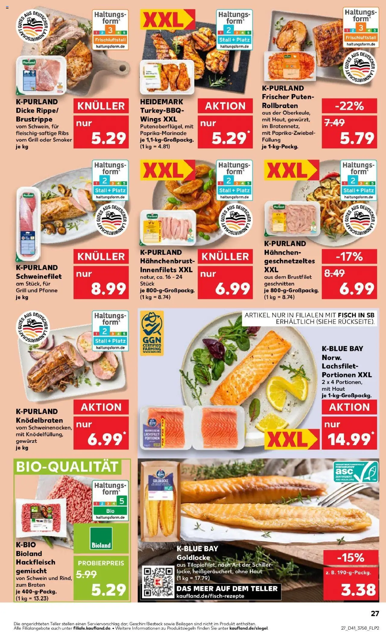 Kaufland prospekt Königs Wusterhausen	 – gültig ab 09.10.2025 | Seite: 27 | Produkte: Hahnchen, Schweinefilet, Hackfleisch, Hahnchenbrust