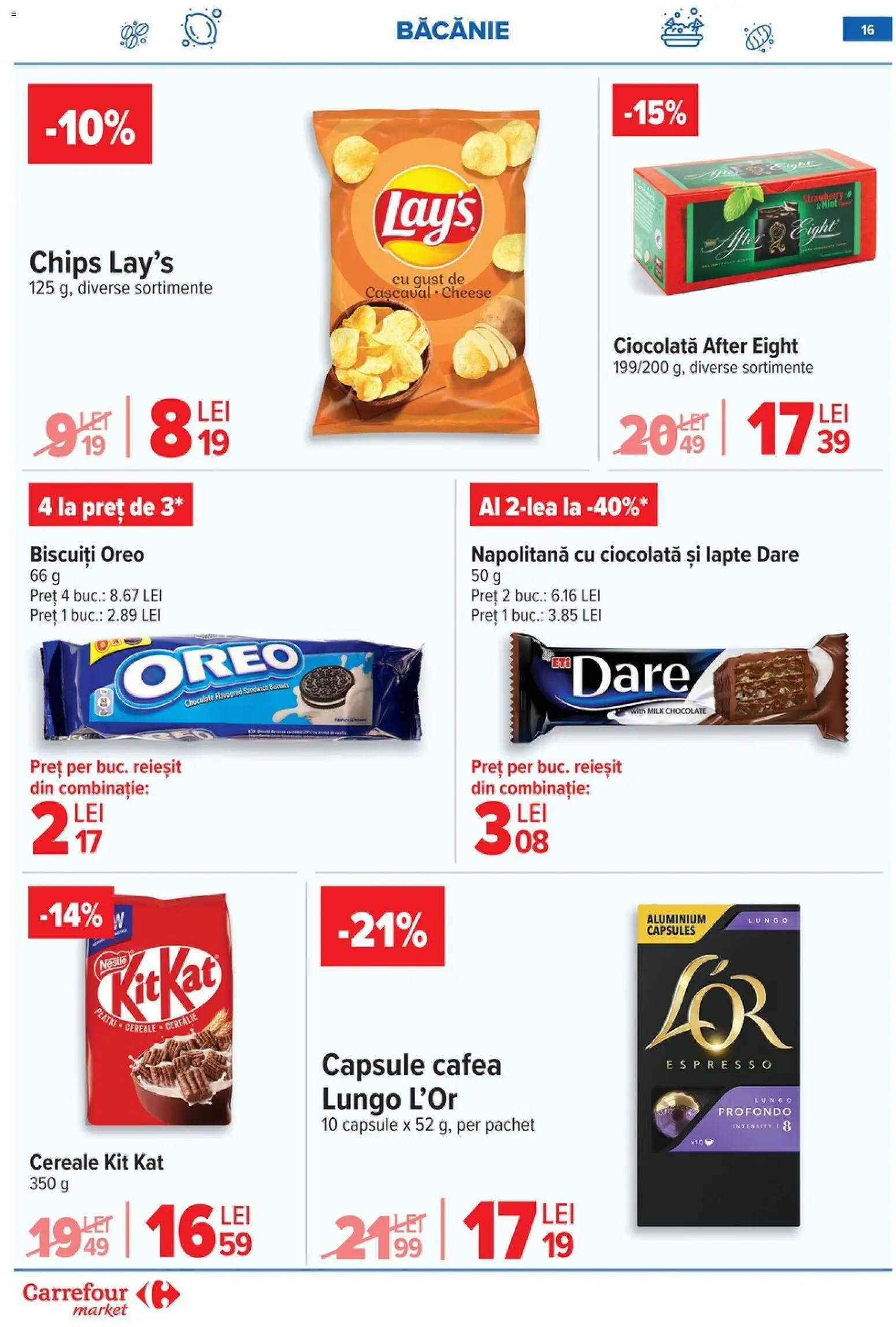 Noul catalog Carrefour – valabil de la 28.01.2026 | Pagină: 16 | Produse: Lapte, Cafea, Ciocolată, Biscuiți