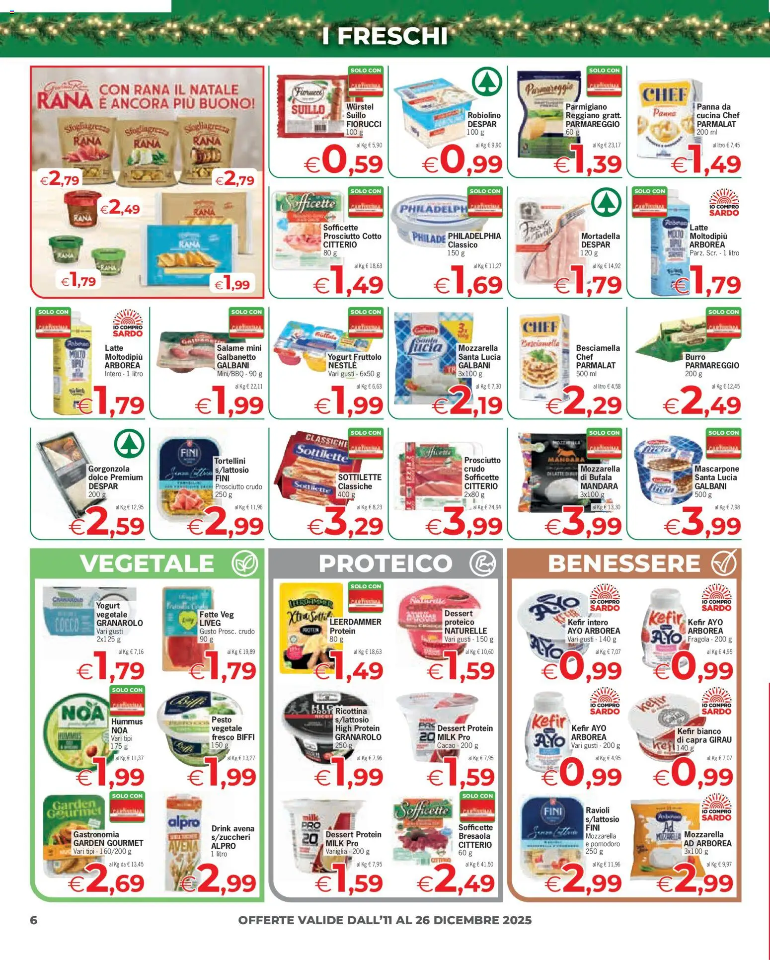 Volantino Despar del 11.12.2025 | Pagina: 6 | Prodotti: Prosciutto Crudo, Pomodoro, Burro, Mortadella