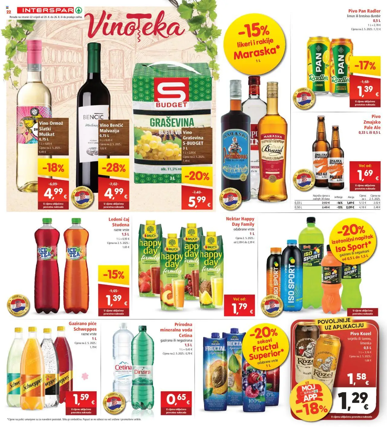 Interspar katalog | vrijedi od 20.08.2025 | Stranica: 22 | Proizvodi: Vino, Voda, Limun, Breskva