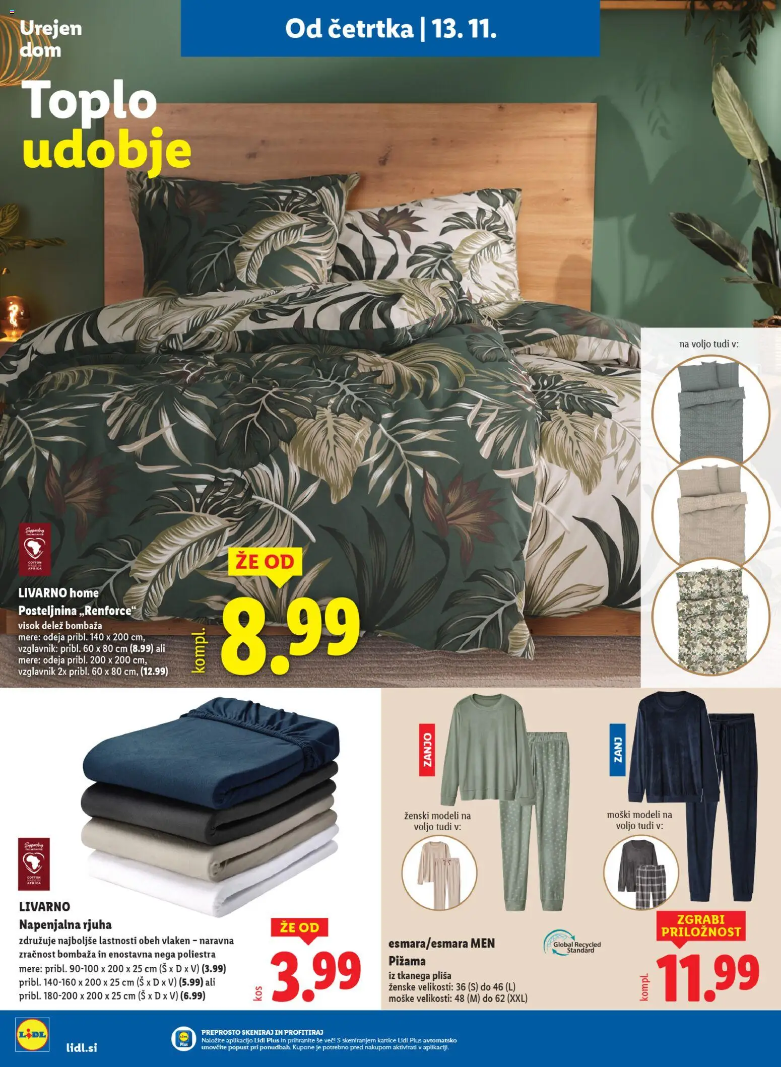 Novi Lidl katalog ponudbe – veljaven od 13.11.2025 | Stran: 36 | Izdelki: Vzglavnik, Pižama, Posteljnina, Rjuha