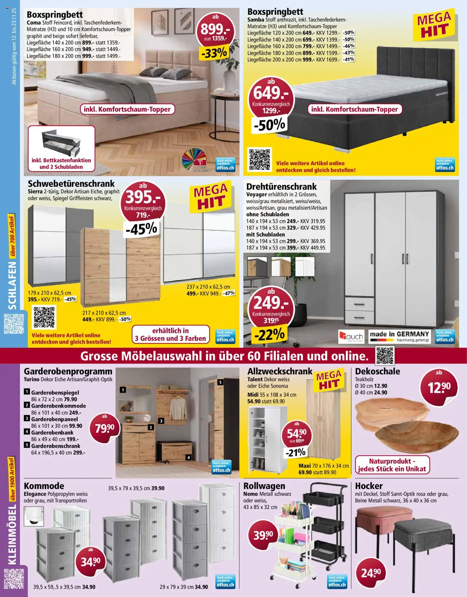 Otto's Aktionen – gültig ab 12.11.2025 | Seite: 8 | Produkte: Matratze, Schwebetürenschrank, Spiegel, Garderobenspiegel