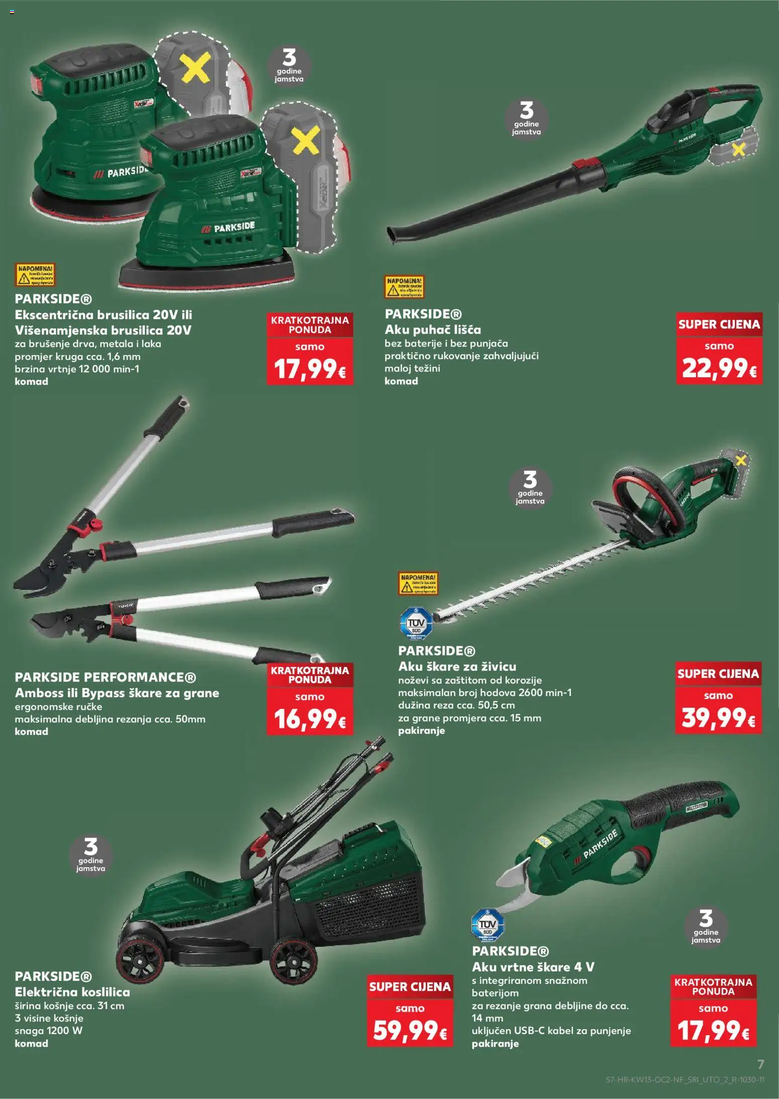 Kaufland katalog | vrijedi od 25.03.2026 | Stranica: 7 | Proizvodi: Brusilica, Škare, Kabel, Parkside