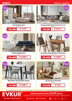 28.11.2025 tarihinden itibaren geçerli olan Evkur kataloğu önizlemesi | Sayfa: 10 | Ürünler: Yatak, Yatak odası takımı, Koltuk, Masa
