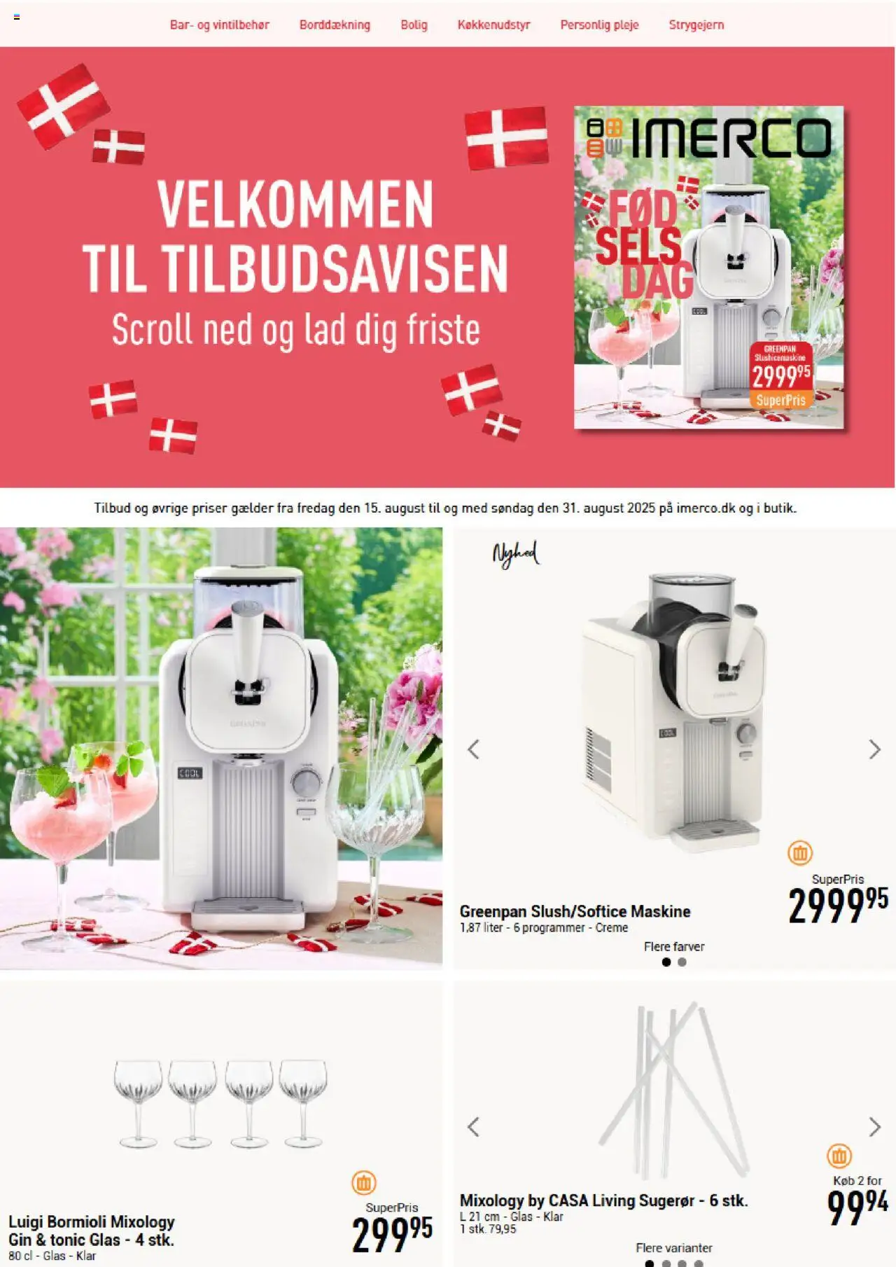 Imerco Tilbudsavis gyldig fra 15.08.2025 | Side: 1 | Produkter: Creme, Gin, Strygejern