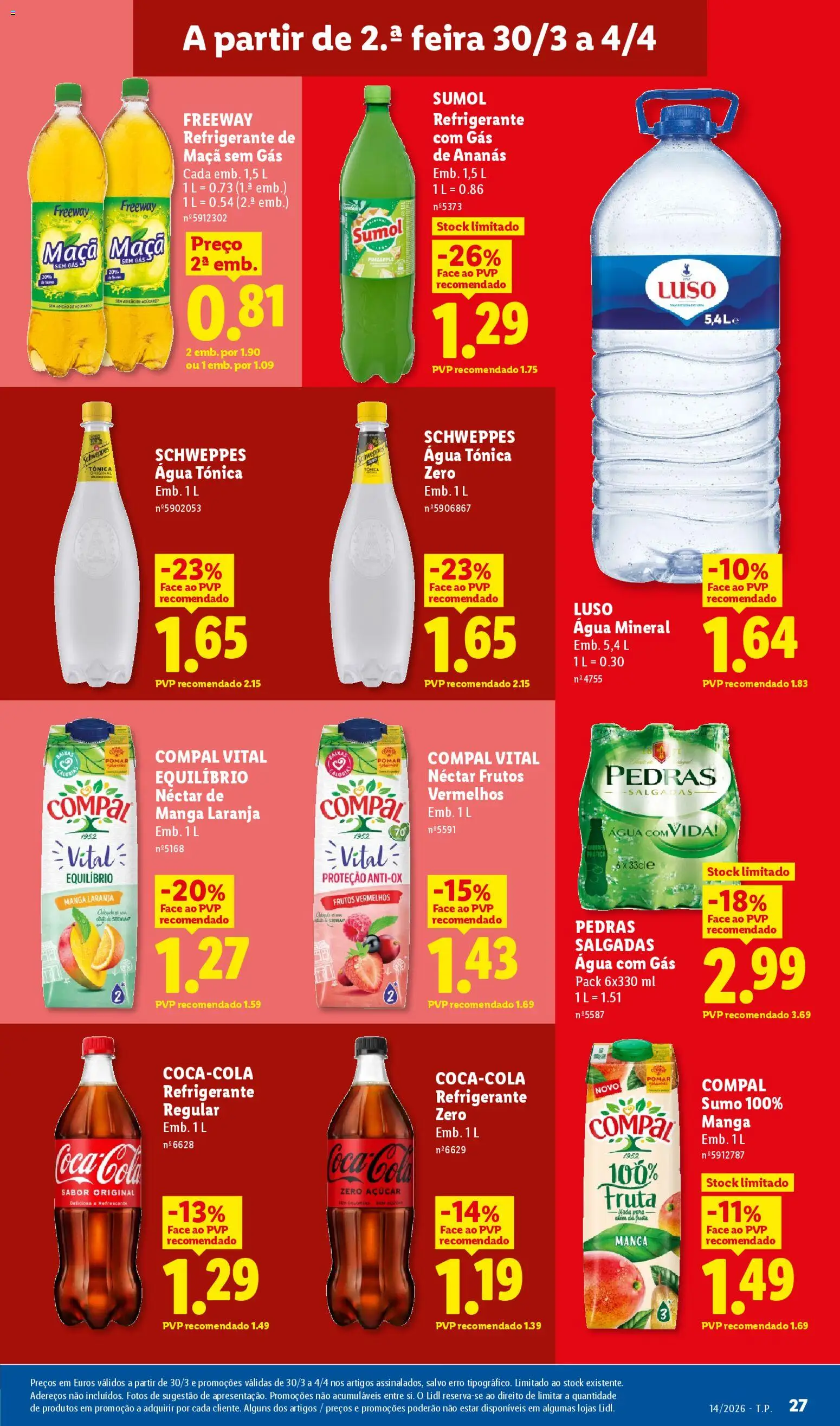 Lidl folheto │ válido de 30.03.2026 | Página: 27 | Produtos: Agua, Açúcar, Água mineral, Soda