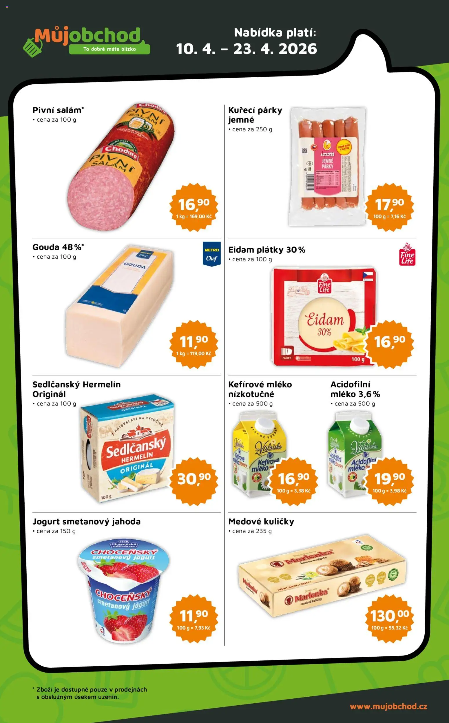 Můj obchod leták - Brand od 10.04.2026 | Strana: 2 | Produkty: Sedlčanský Hermelín, Smetanový jogurt, Párky, Nízkotučné mléko