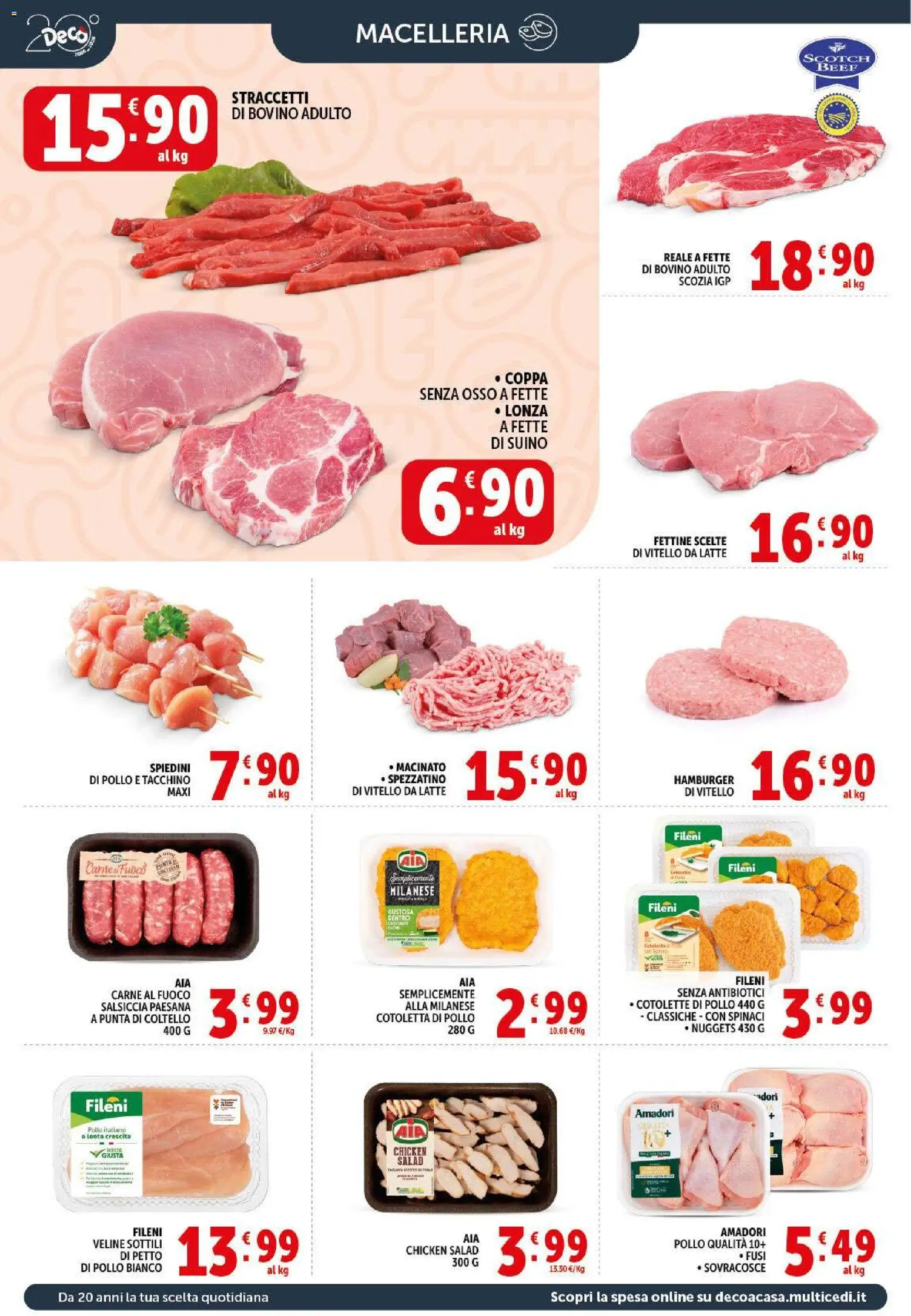 Volantino Decò del 09.04.2026 | Pagina: 6 | Prodotti: Pollo, Salsiccia, Spiedini, Macinato