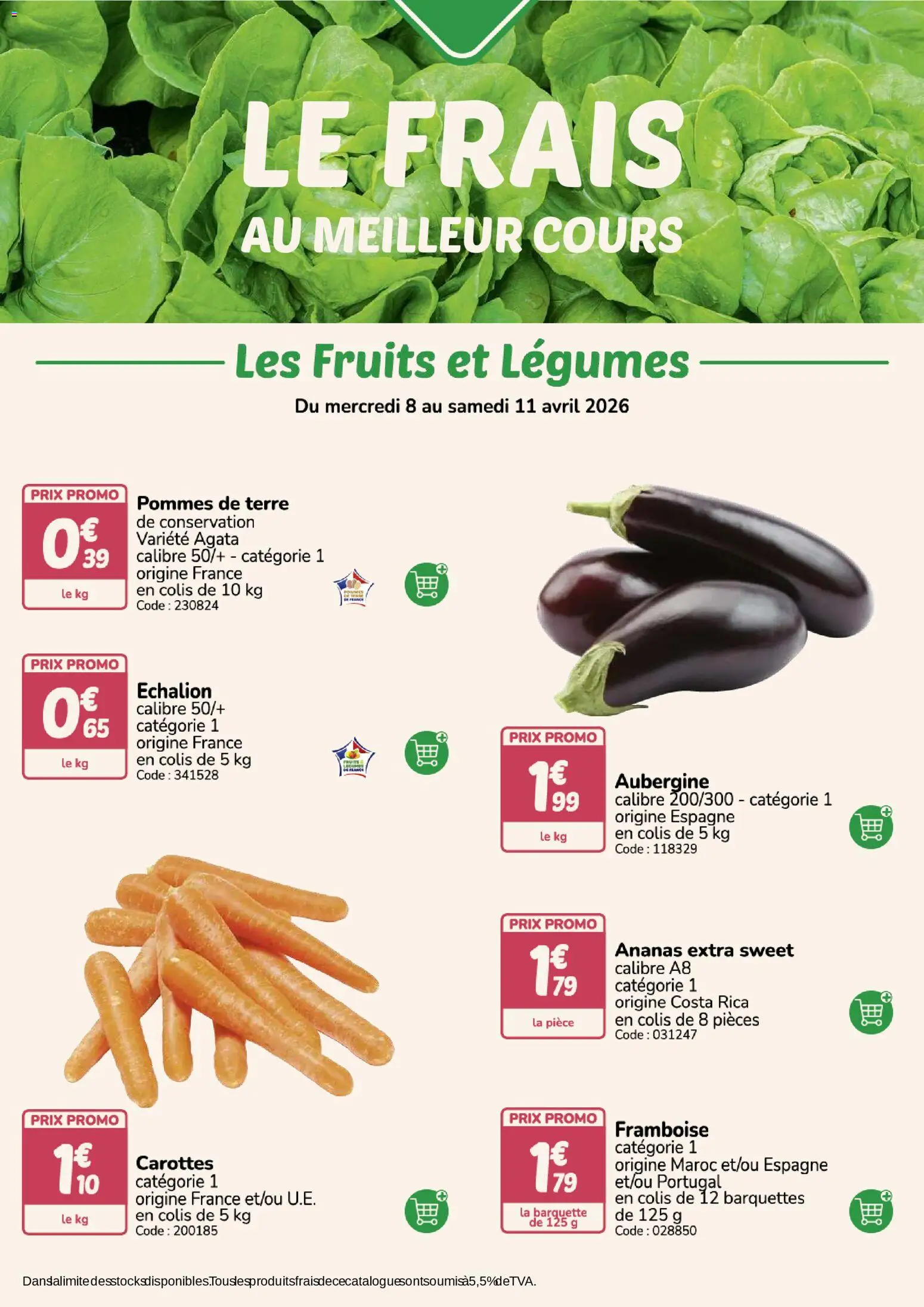 {H1} | Page: 4 | Produits: Framboise, Aubergine, Ananas, Pommes de terre