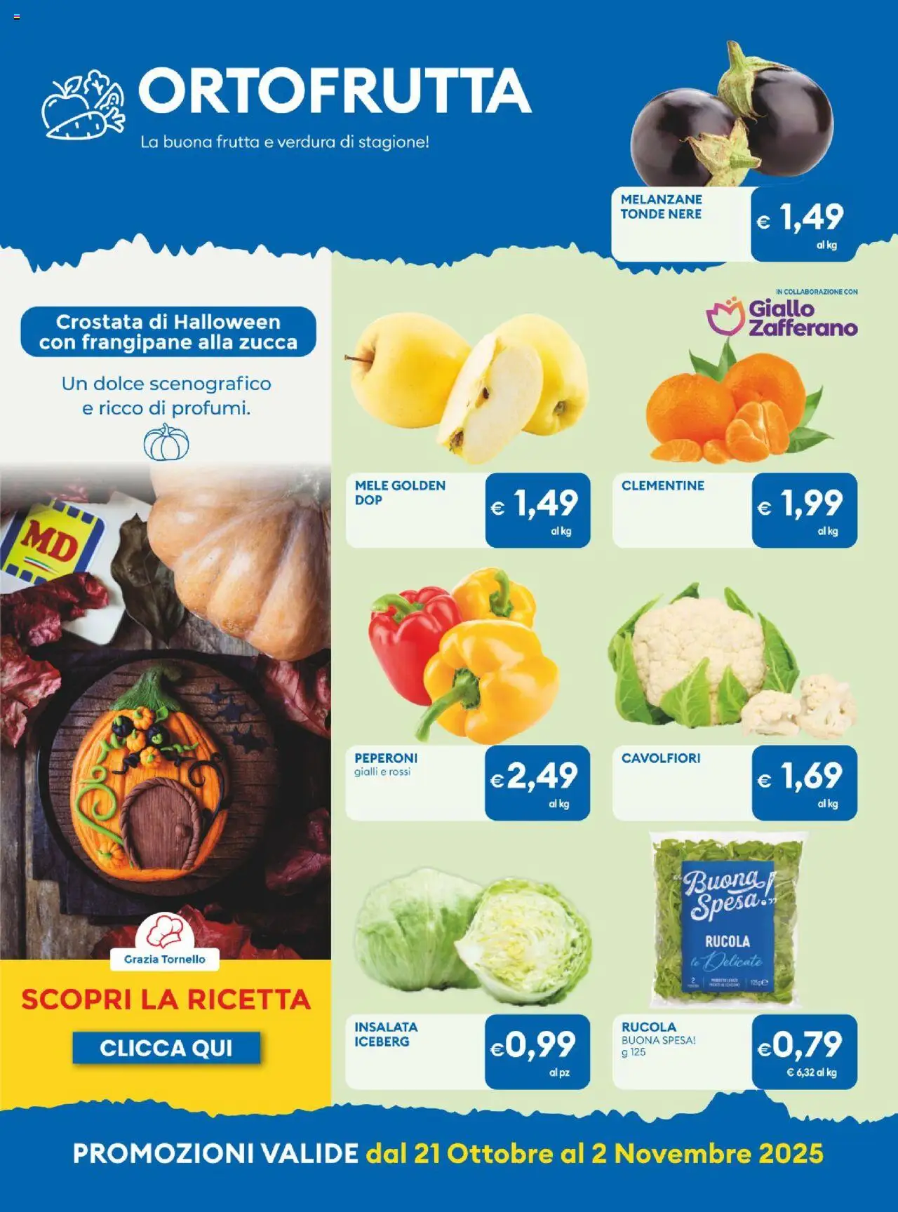 Volantino MD Discount del 21.10.2025 | Pagina: 15 | Prodotti: Mele, Rucola, Peperoni, Frutta