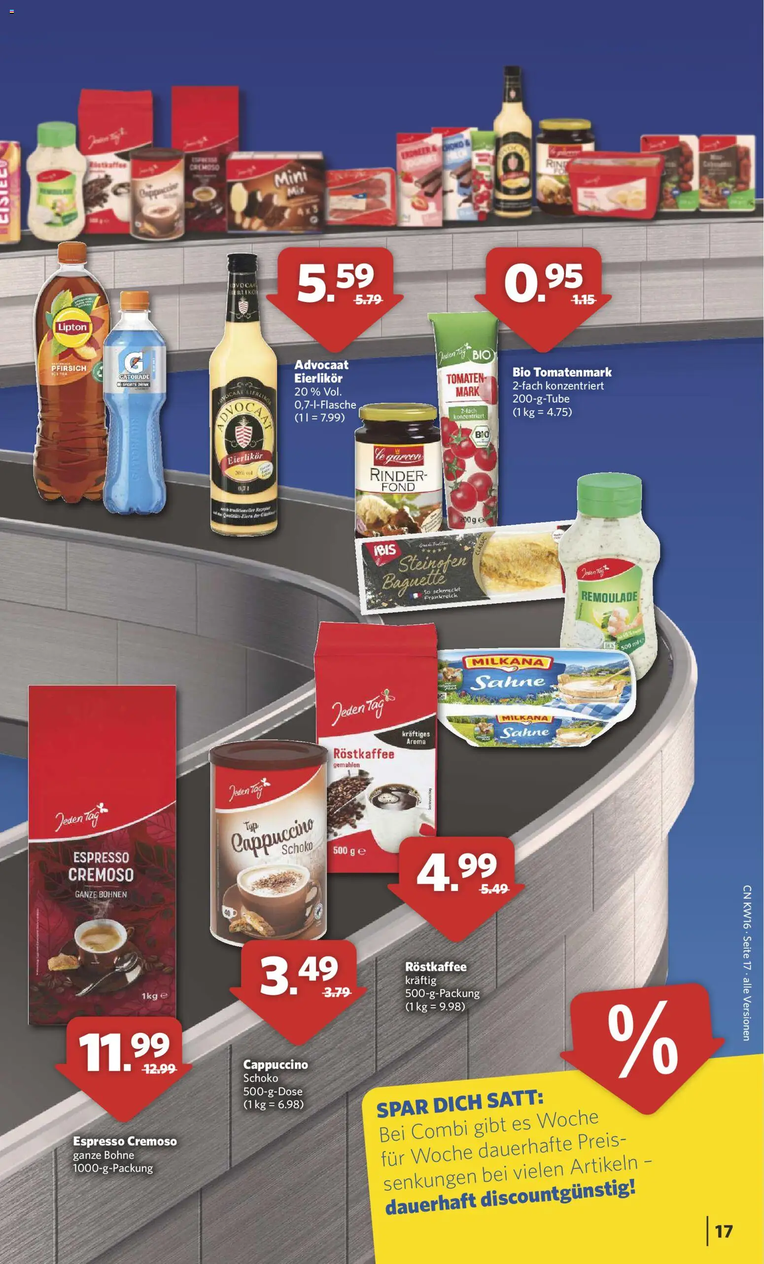 Combi Prospekt 	 – gültig ab 13.04.2026 | Seite: 17 | Produkte: Milkana, Baguette, Pfirsich, Sahne