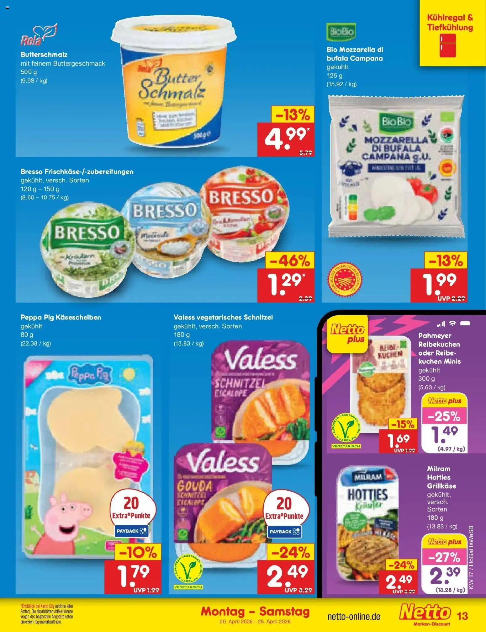Netto Marken-Discount Prospekt Hamburg	 – gültig ab 20.04.2026 | Seite: 15 | Produkte: Butterschmalz, Bresso, Milram, Kuchen