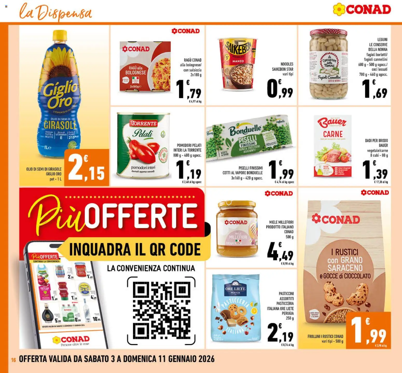 Volantino Conad del 03.01.2026 | Pagina: 16 | Prodotti: Manzo, Ceci, Olio, Rustici