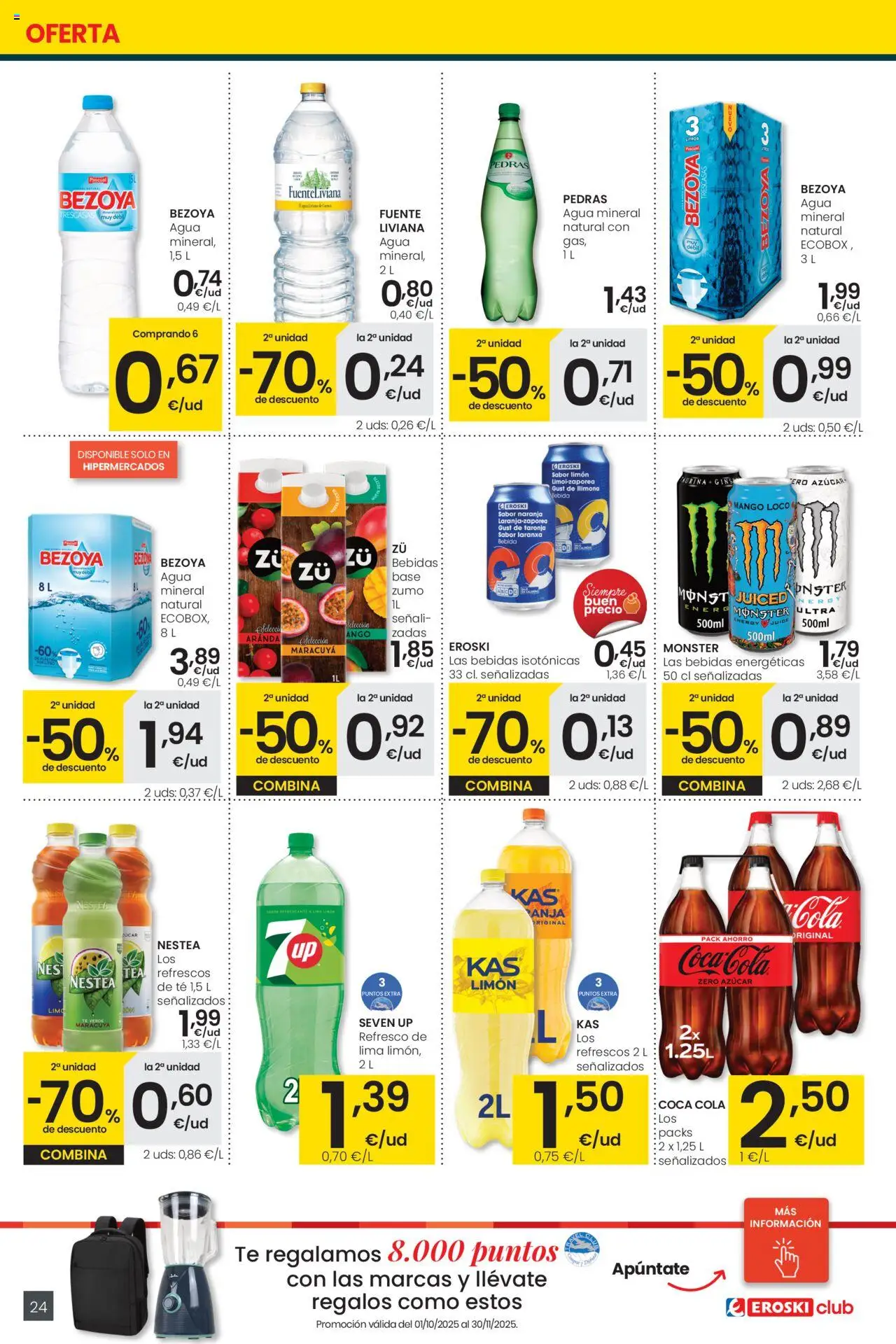 Eroski - Precio más bajo  │ válido desde el 16.10.2025 | Página: 24 | Productos: Lima, Té, Ρούτερ, Agua mineral