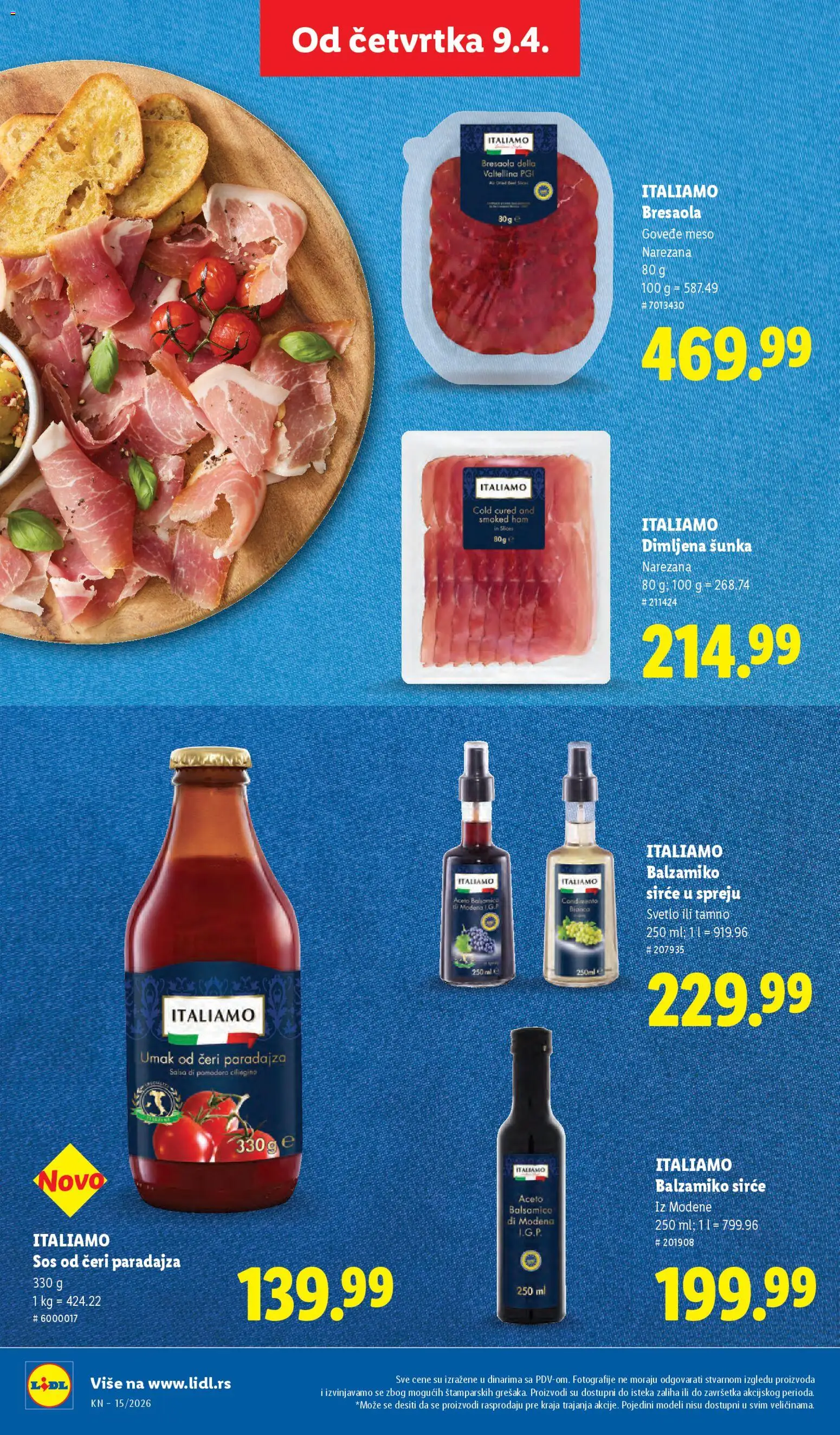 Lidl katalog - važi od 09.04.2026 | Strana: 60 | Proizvode: Dimljena šunka, Sos, Sirće, Šunka