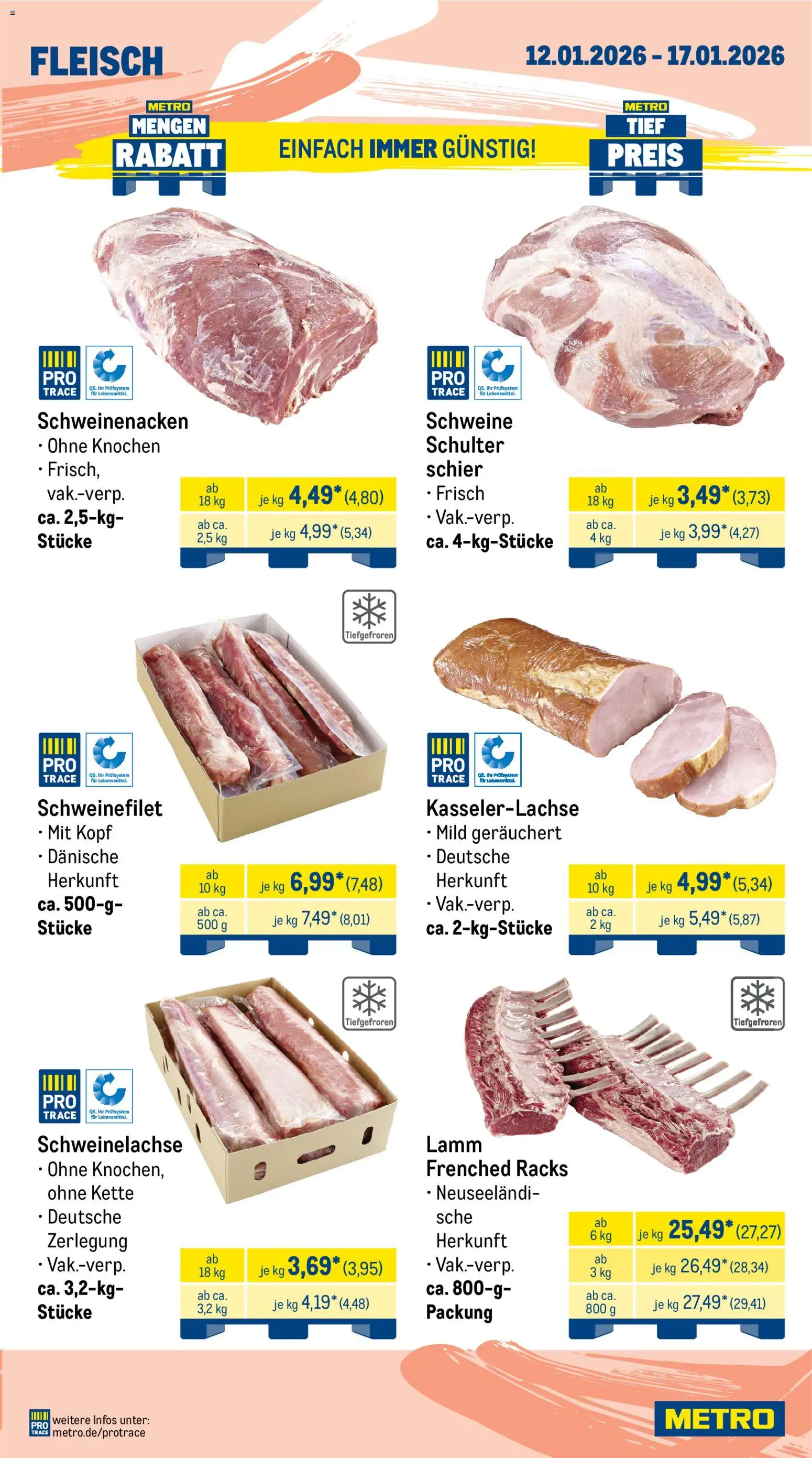 Metro  Wochen-Angebote Gastro – gültig ab 12.01.2026 | Seite: 3 | Produkte: Schweinenacken, Schweinefilet, Fleisch