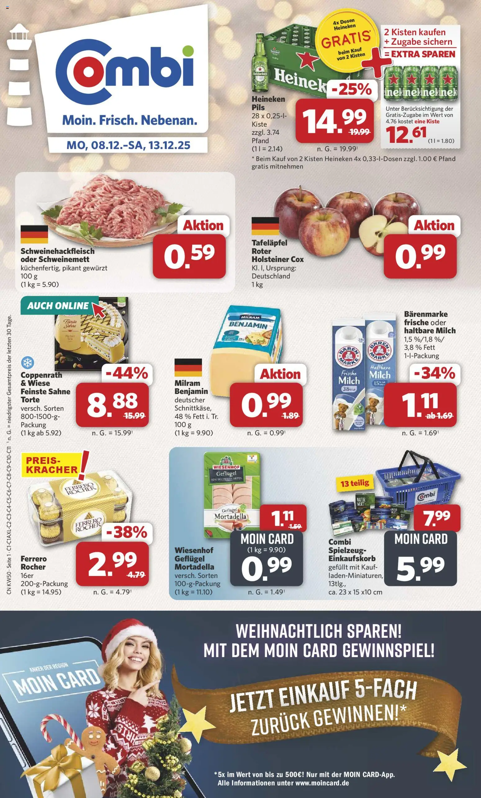 Combi Prospekt 	 – gültig ab 08.12.2025 | Seite: 1 | Produkte: Ferrero rocher, Pils, Heineken, Milram