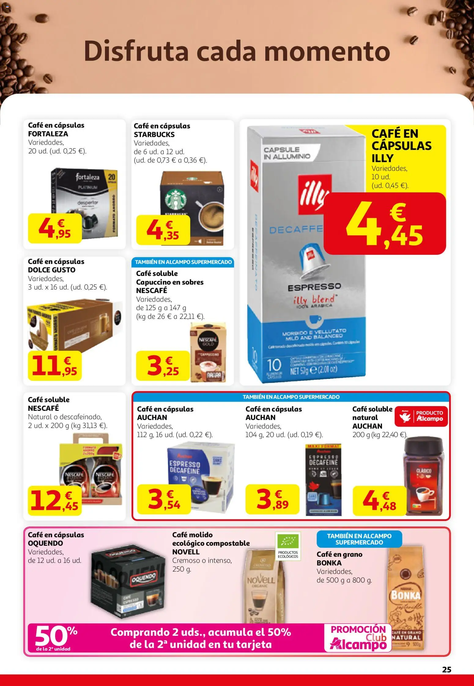 Alcampo - HG Nacional Unifcado  │ válido desde el 12.02.2026 | Página: 25 | Productos: Café molido, Café en cápsulas, Μηχανή καφέ, Café en grano