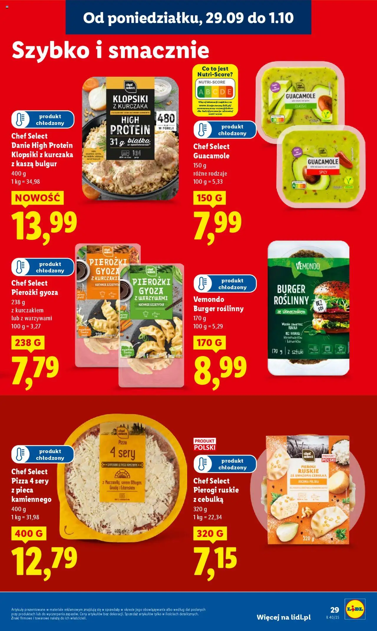 Lidl Gazetka od 29.09.2025 | Strona: 31 | Produkty: Pierogi, Klopsiki, Pizza, Kasza bulgur