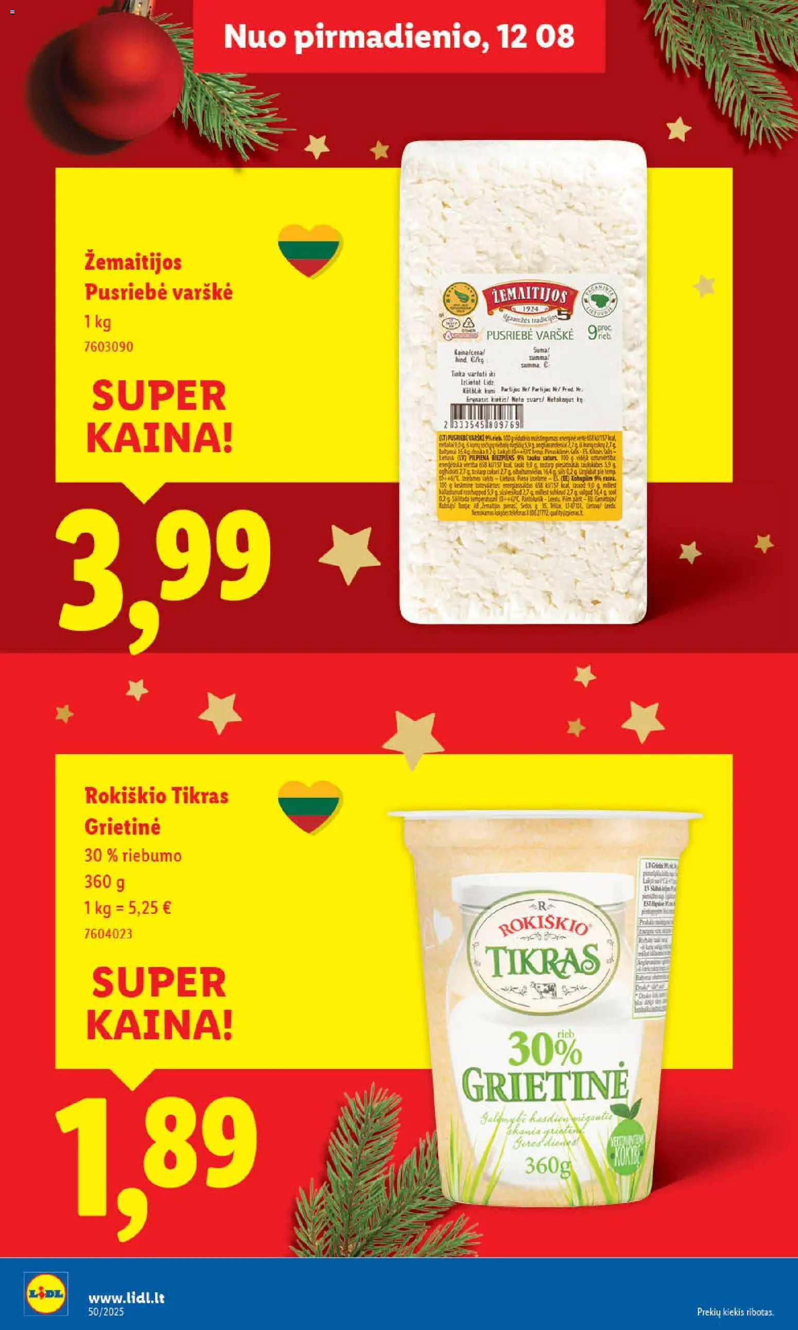 LIDL akcijos nuo 08.12.2025 | Puslapis: 22 | Prekių: Varškė, Grietinė